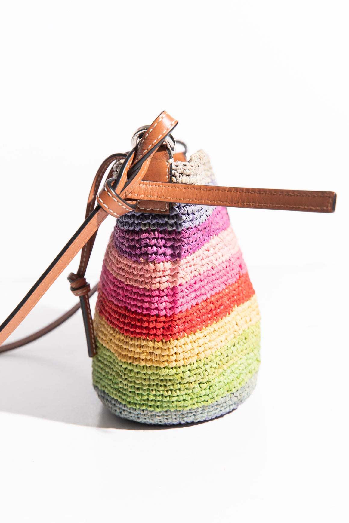 LOEWE Rainbow Stripe Raffia Crossbody