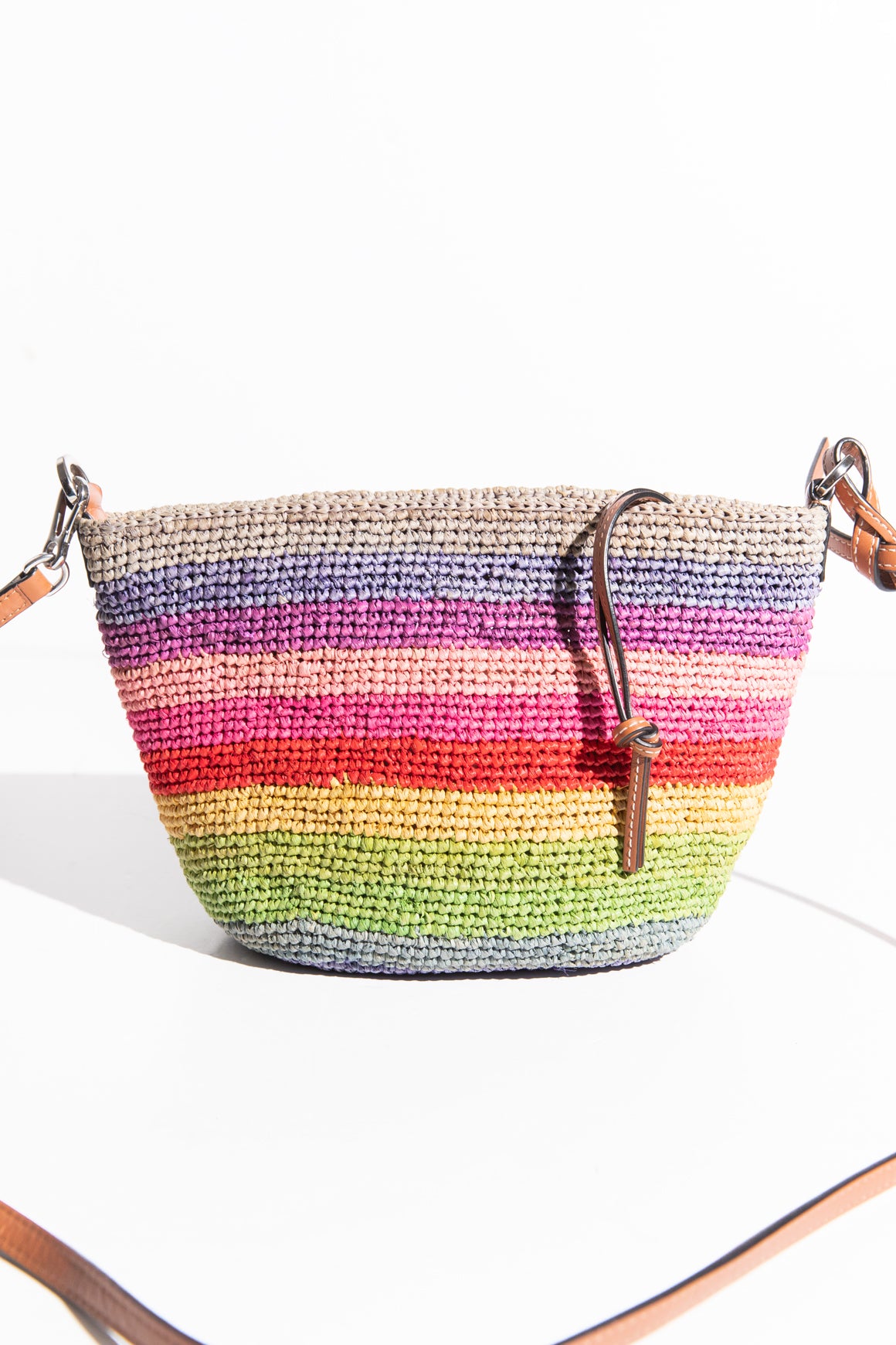 LOEWE Rainbow Stripe Raffia Crossbody
