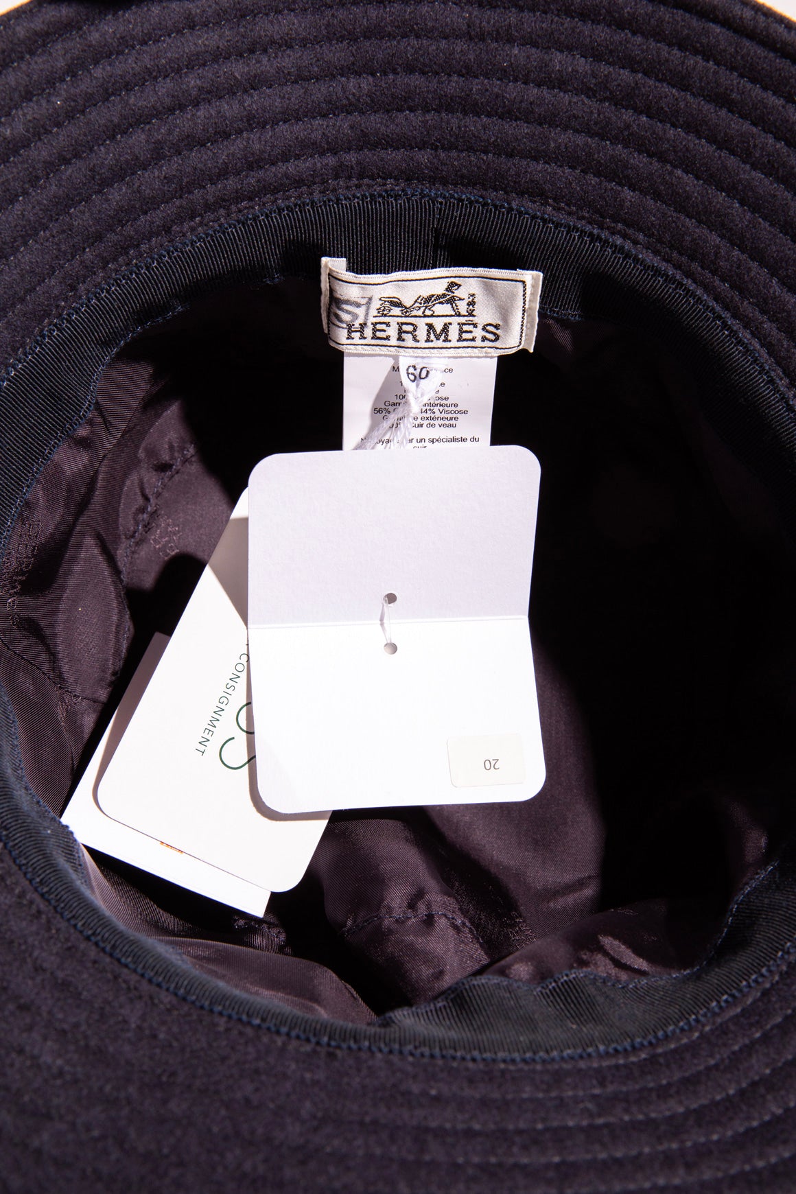 HERMES Navy Chapeau Homme Filipe Flanelle Bucket Hat