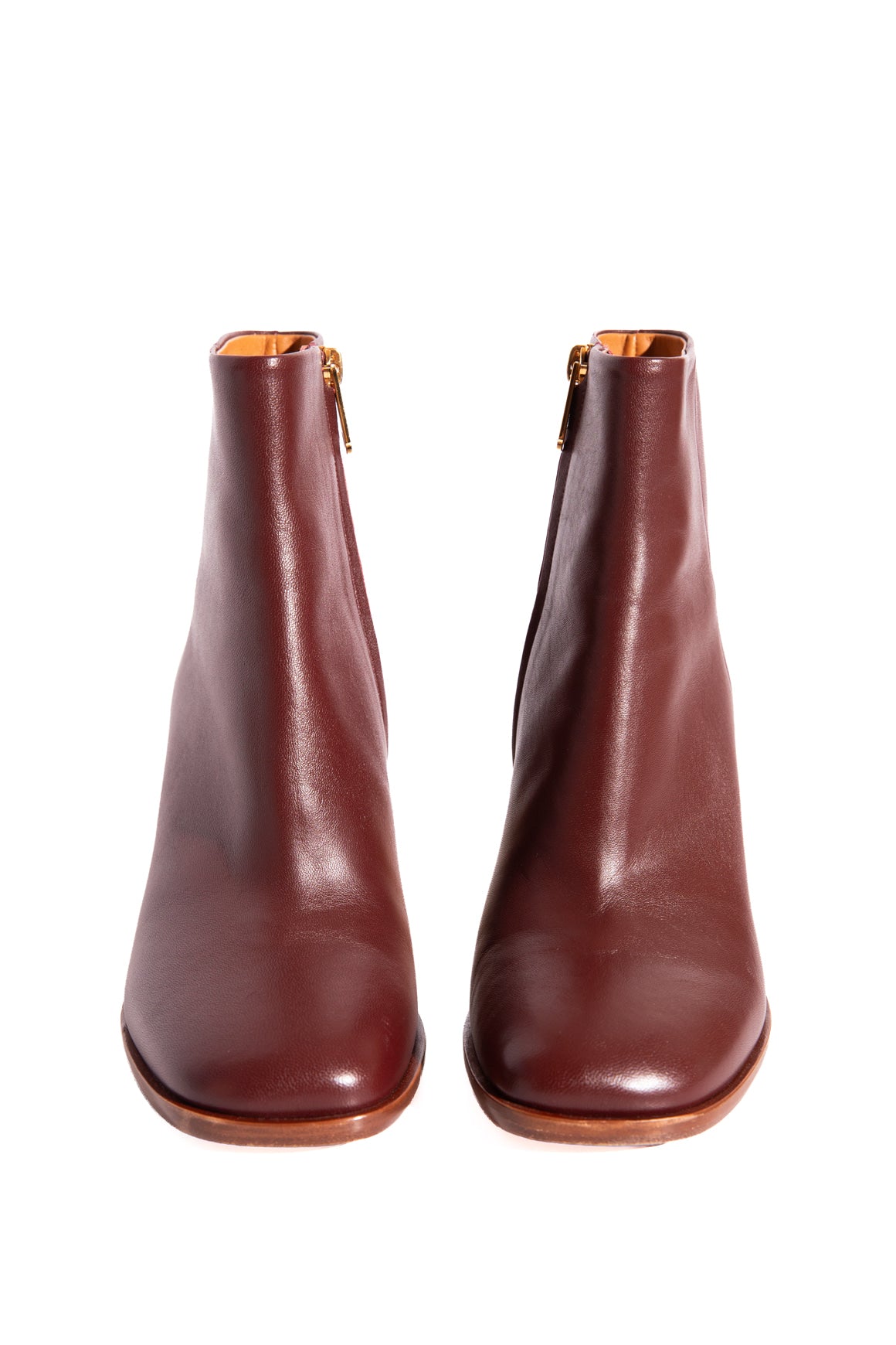 CHLOE Maroon Gold Heeled Booties (Sz. 38.5)