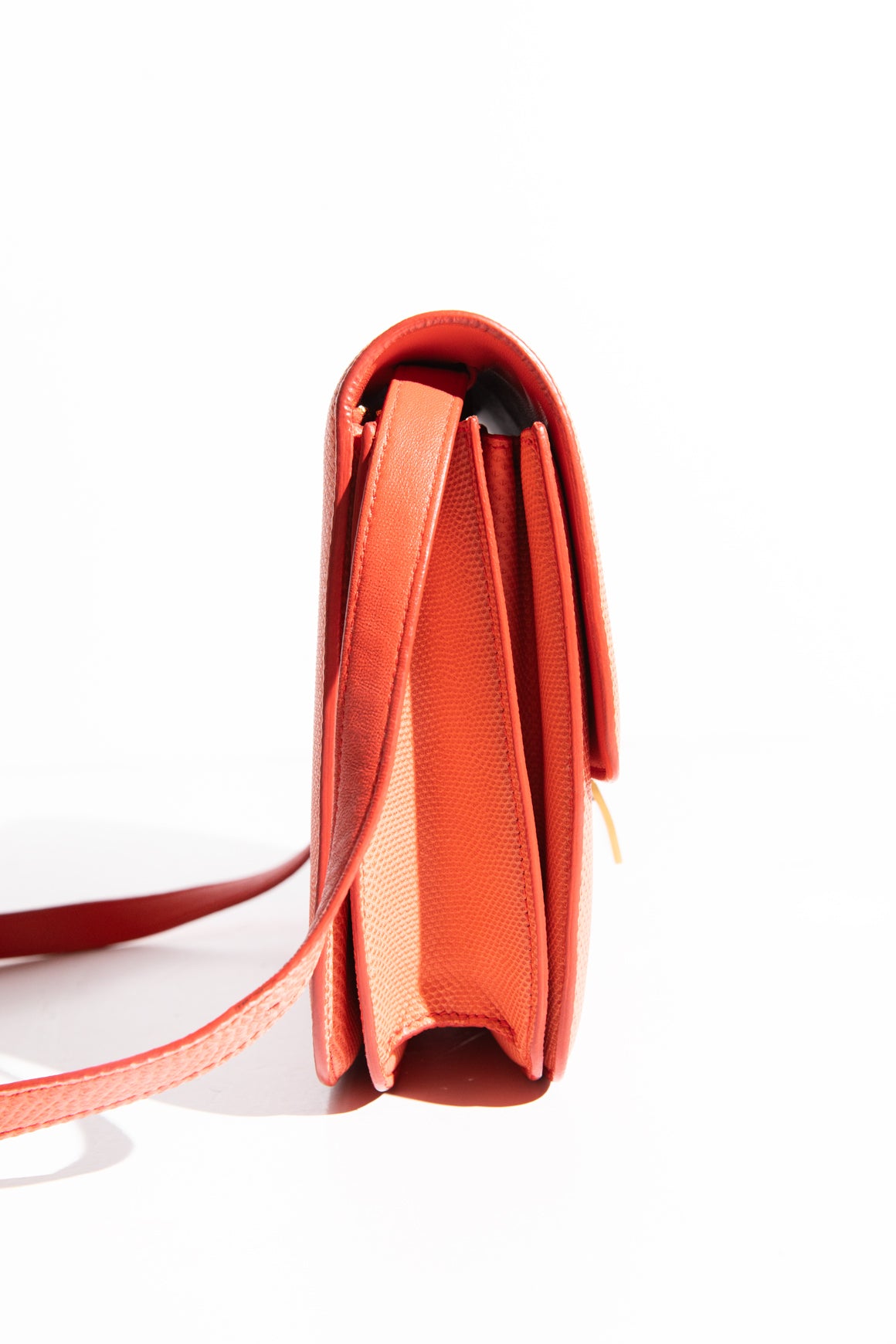 CELINE Orange Lizard Box Crossbody
