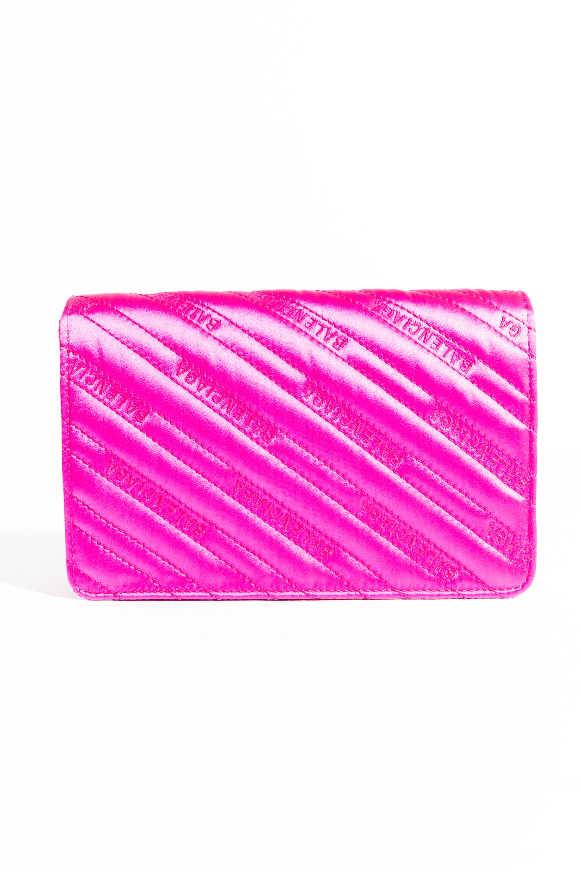 BALENCIAGA Hot Pink Satin Logo WOC