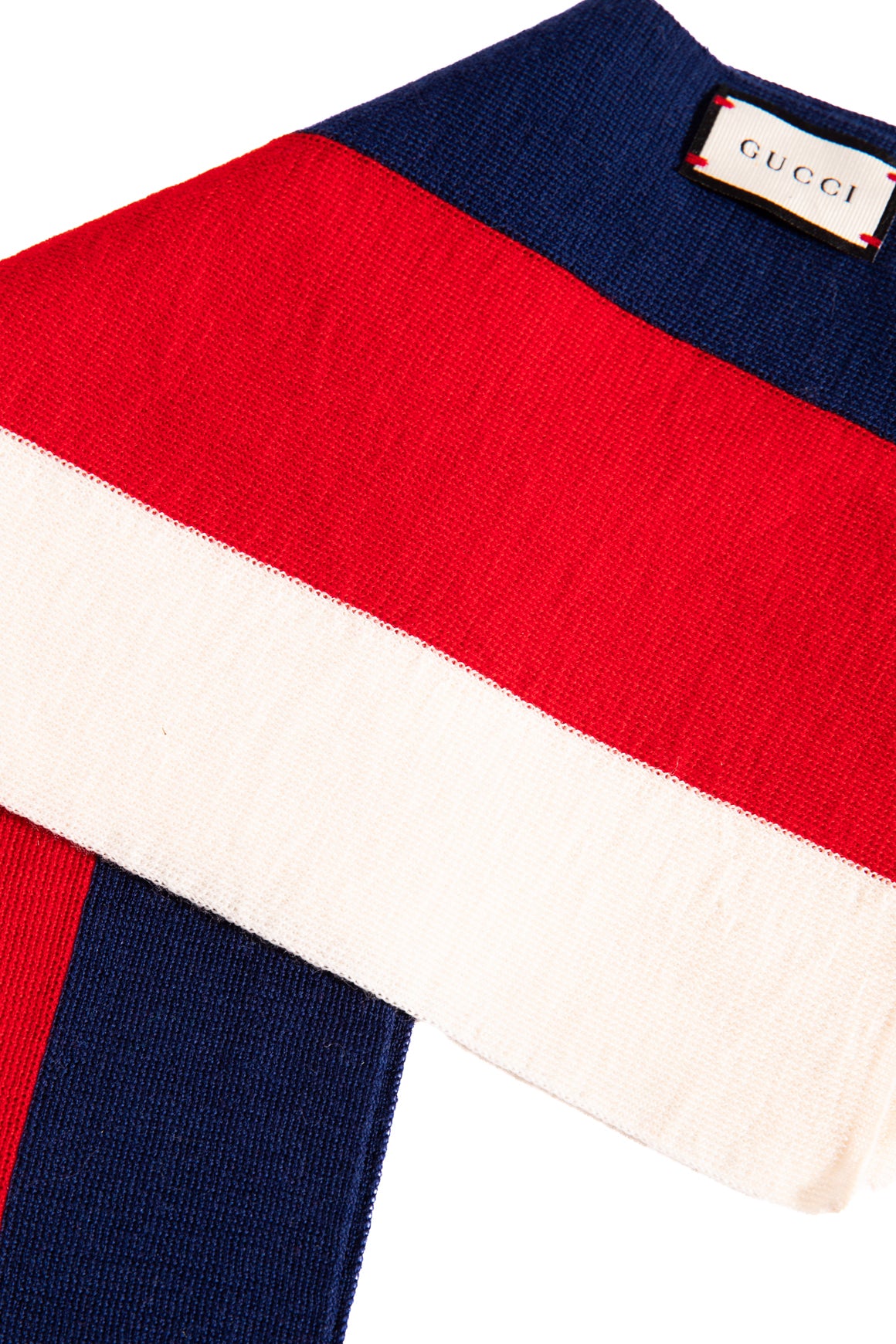 GUCCI Red, Navy & Cream Stripe Knit Scarf