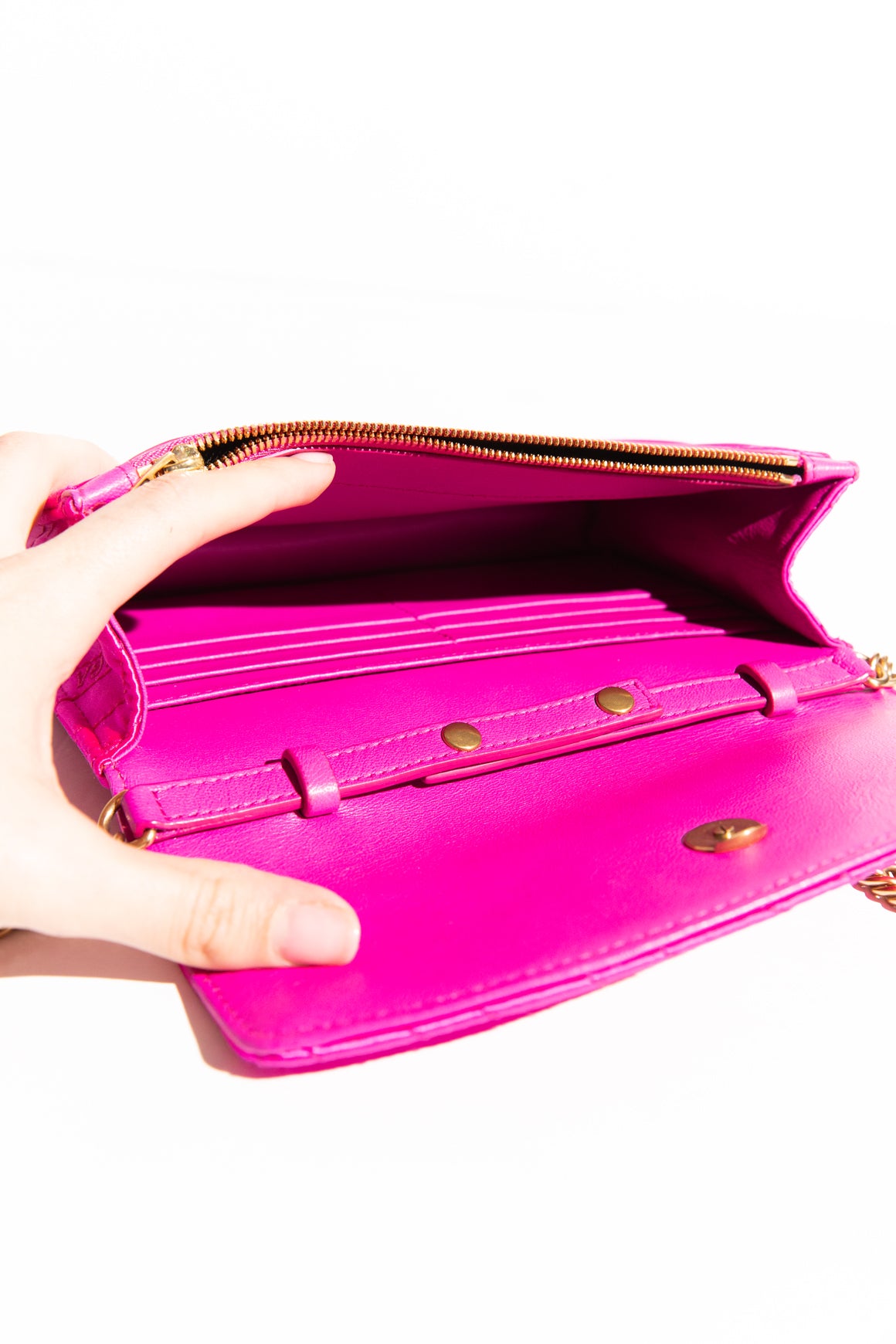 BALENCIAGA Hot Pink Satin Logo WOC
