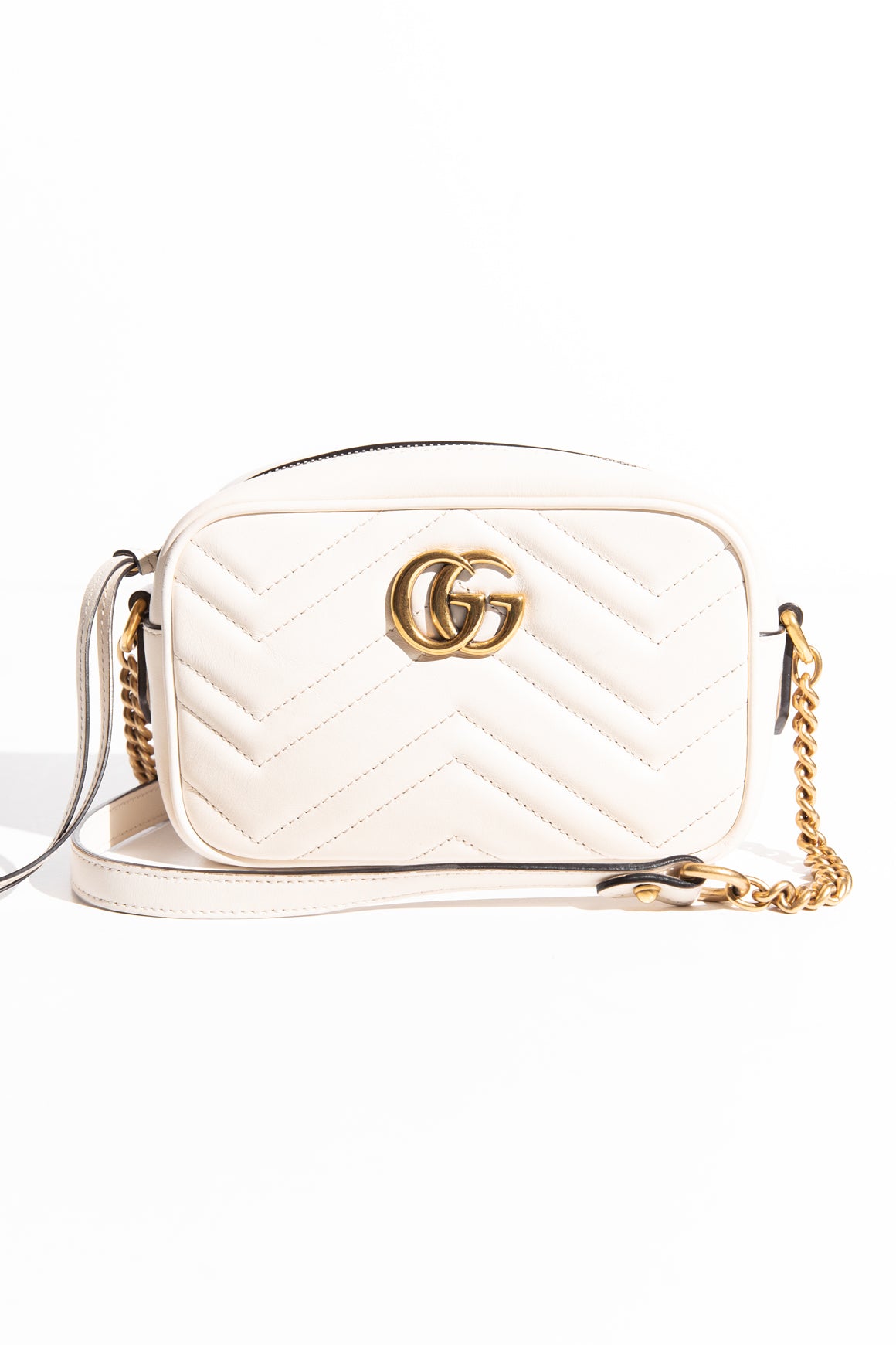 GUCCI Ivory Matelasse Leather Camera Bag