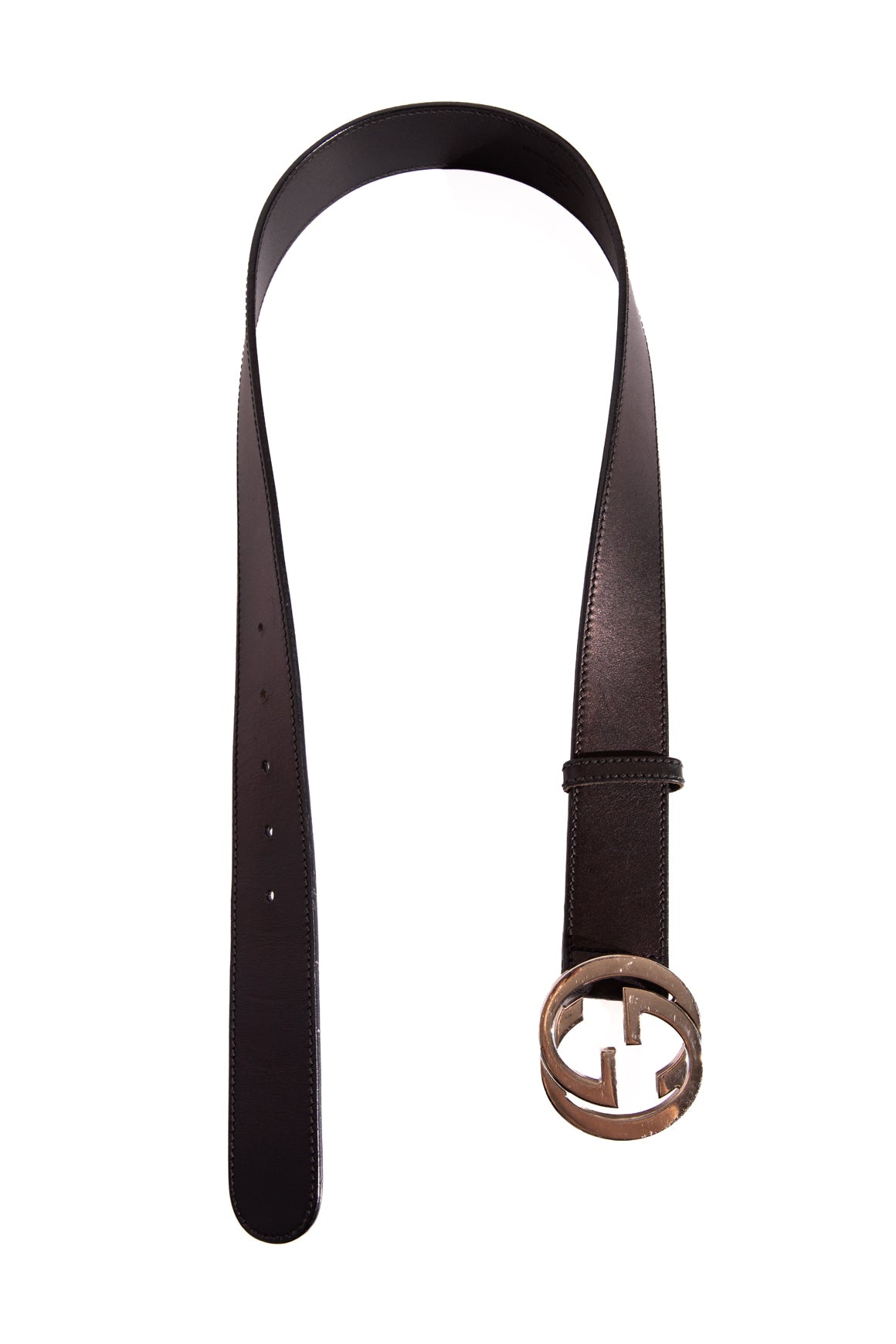 GUCCI Black Interlocking GG Buckle Leather Belt (Sz. 90/36)