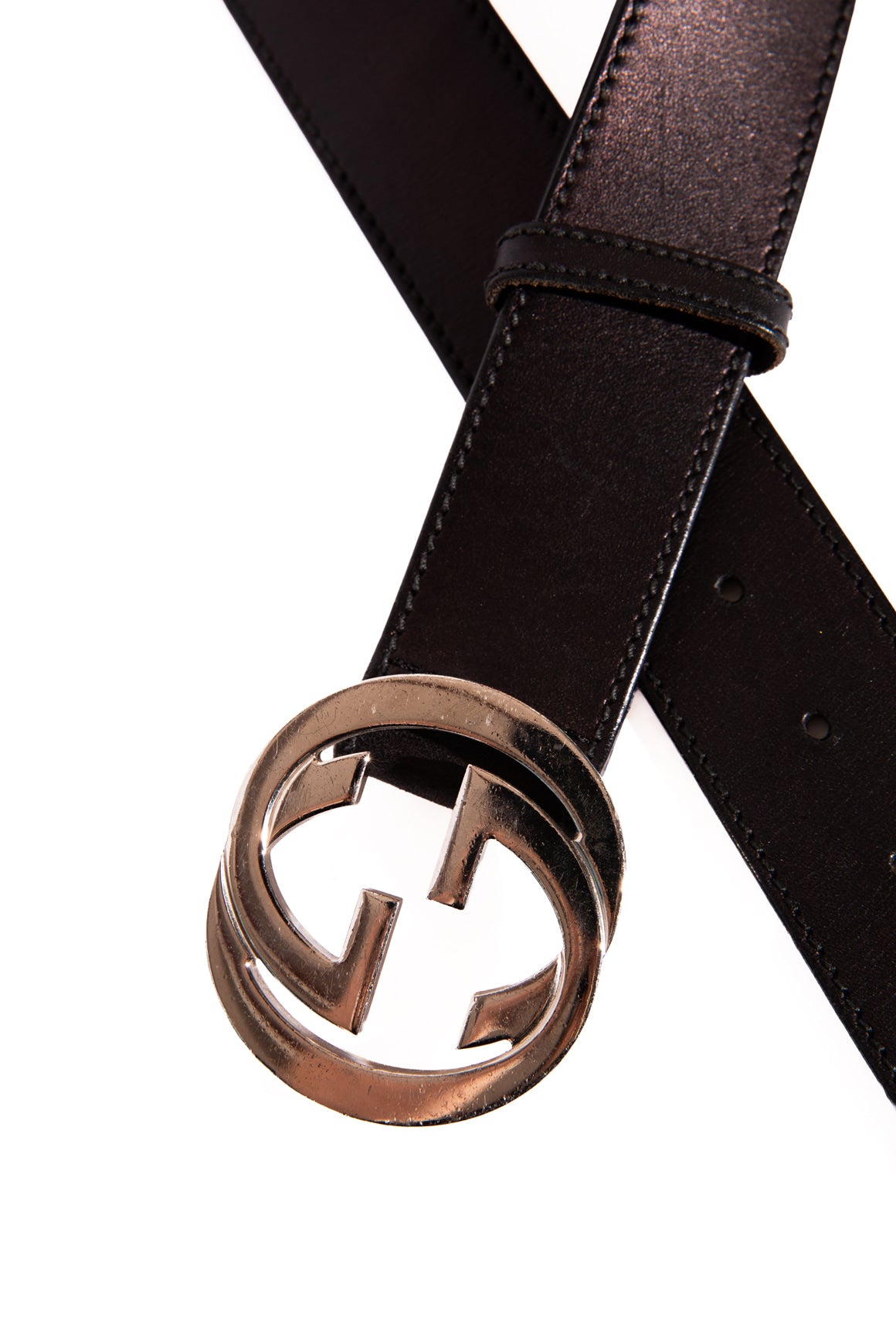 GUCCI Black Interlocking GG Buckle Leather Belt (Sz. 90/36)
