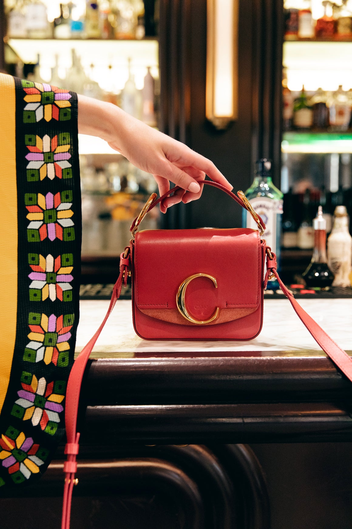 CHLOE Brick Leather Mini 'C' Shoulder Bag