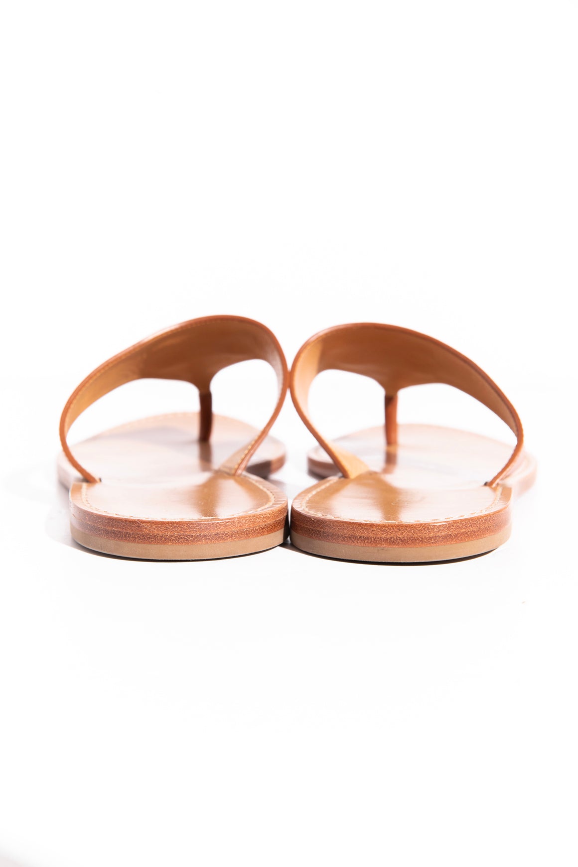CELINE Tan Leather Triomphe Thong Sandals (Sz. 40)