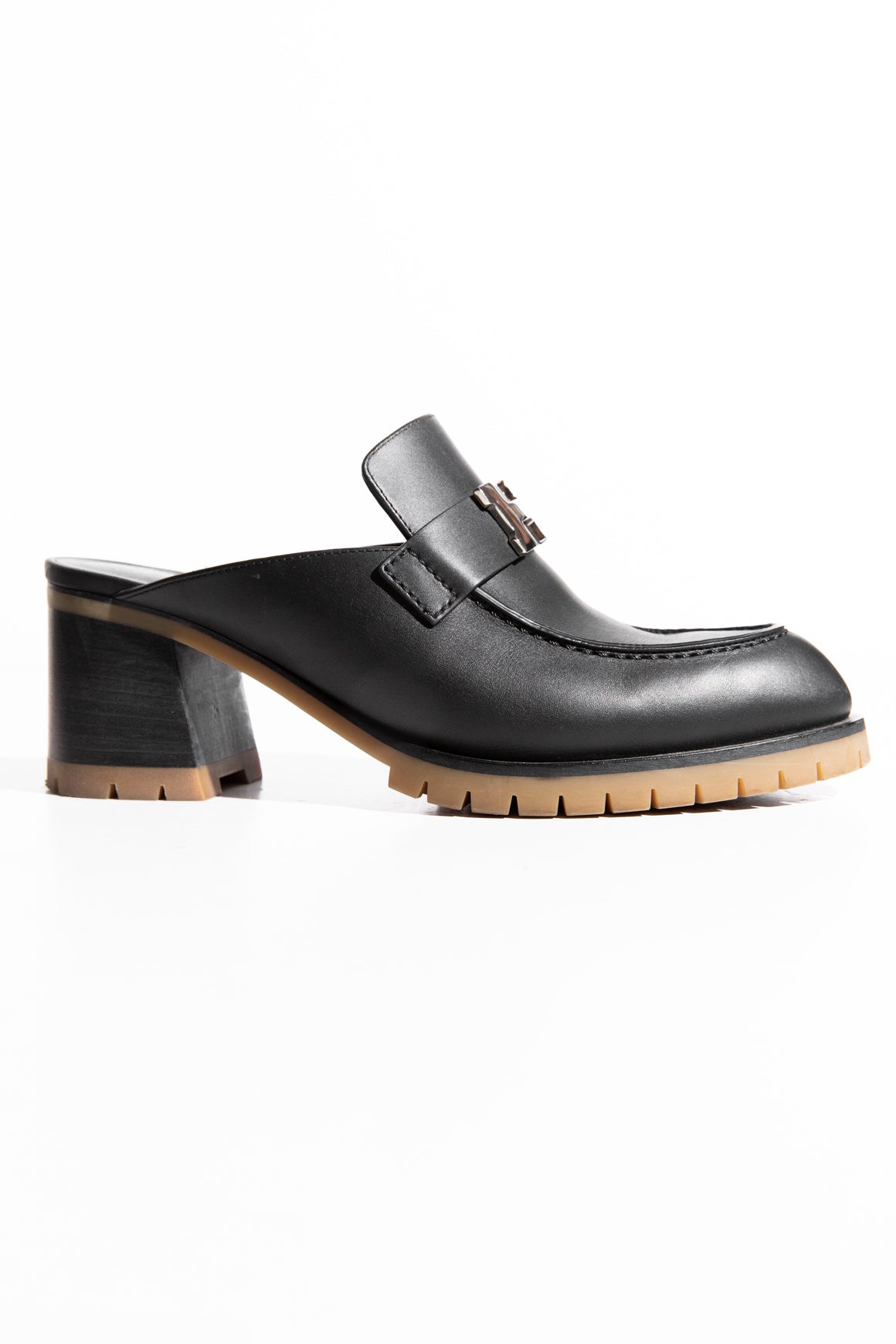 HERMES Black Leather Flore 60 Mule (Sz. 37.5)
