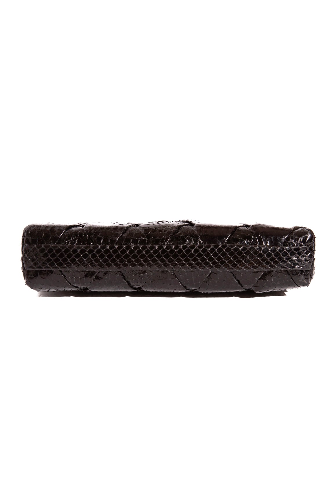 NANCY GONZALEZ Black Woven Crocodile Clutch