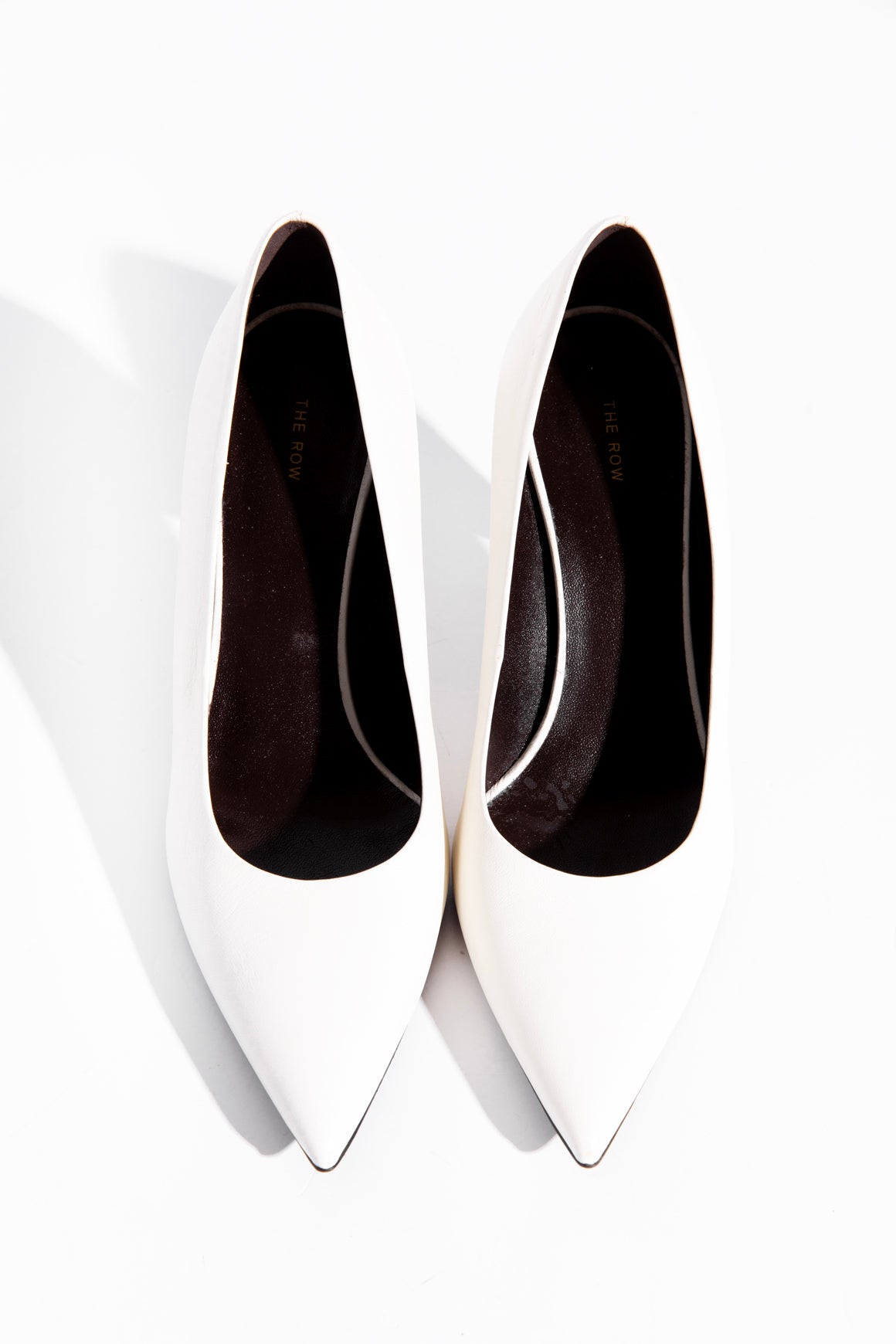 THE ROW White Leather Pointed Toe Pumps (Sz. 38)