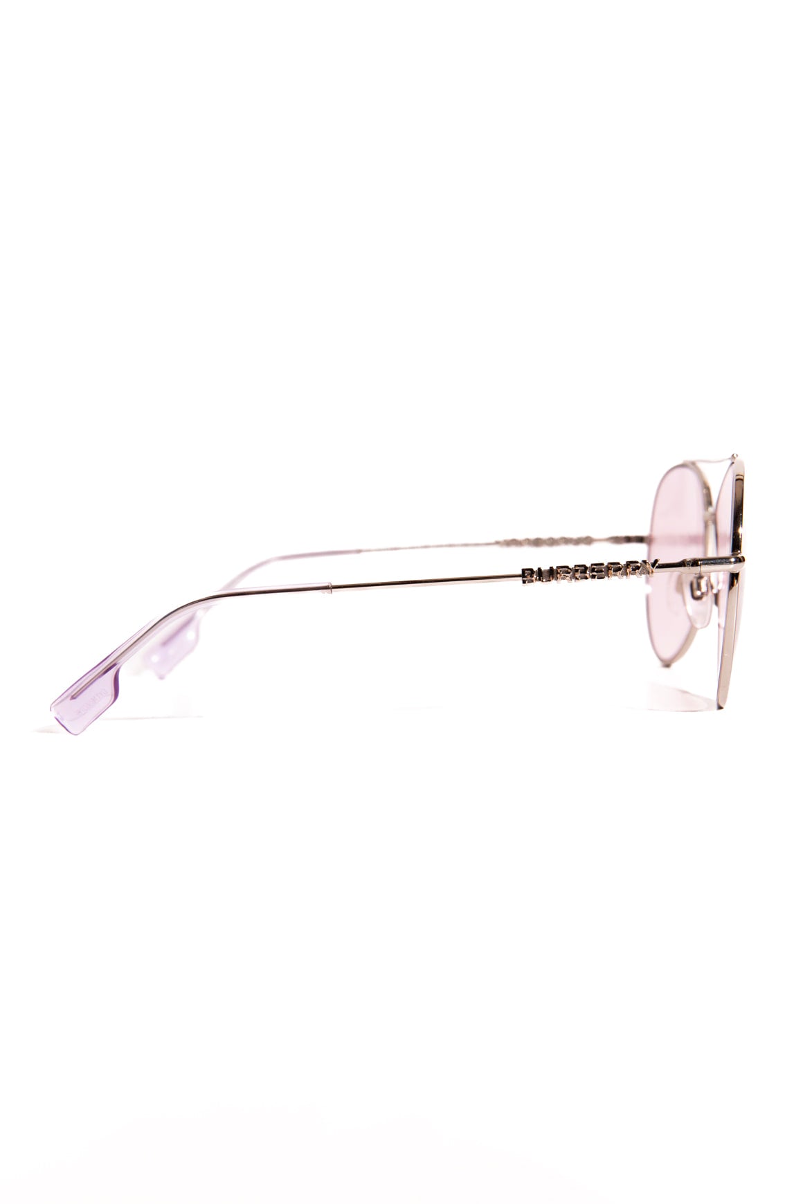 BURBERRY Silver & Purple Aviator Glasses