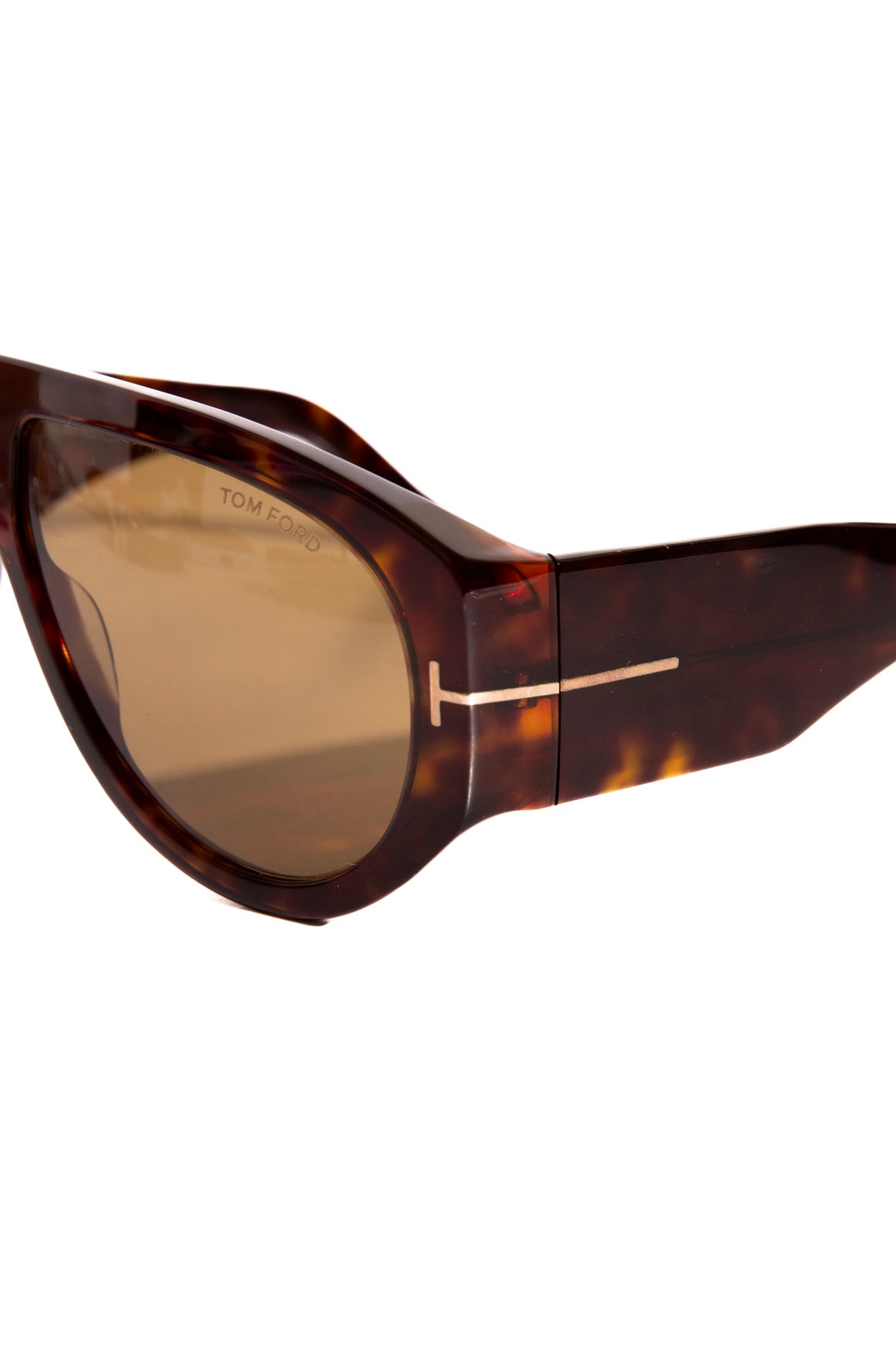 TOM FORD Brown Tortoise Shell Flat Brim Sunglasses
