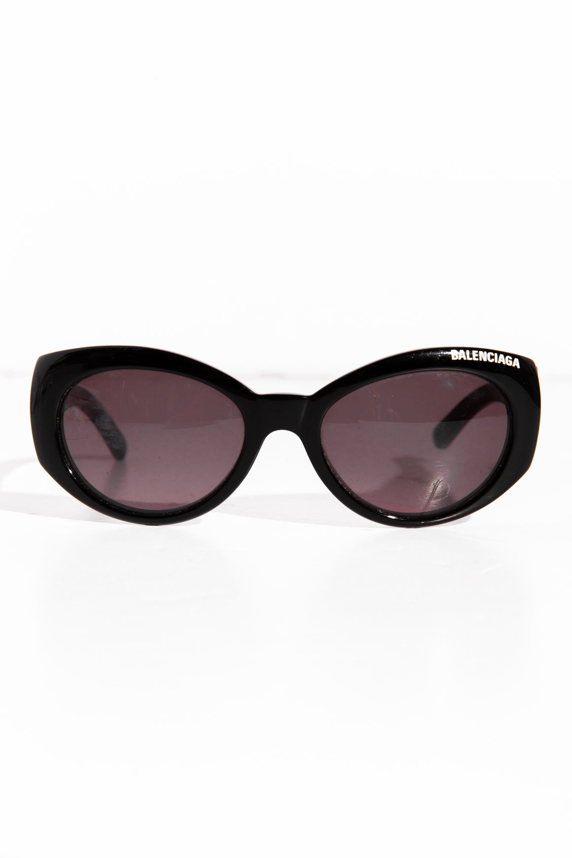 BALENCIAGA Black Oval Frame Sunglasses