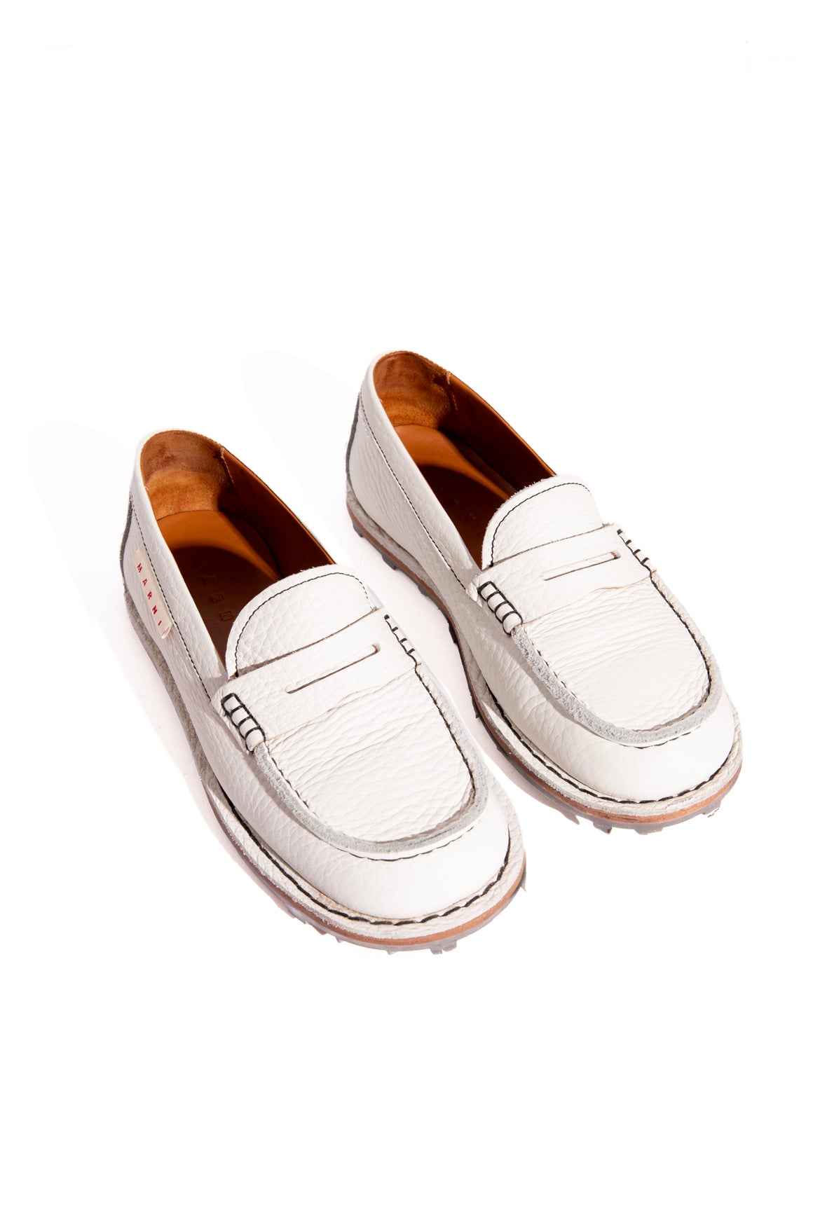 MARNI White Leather Loafers (Sz. 37.5)