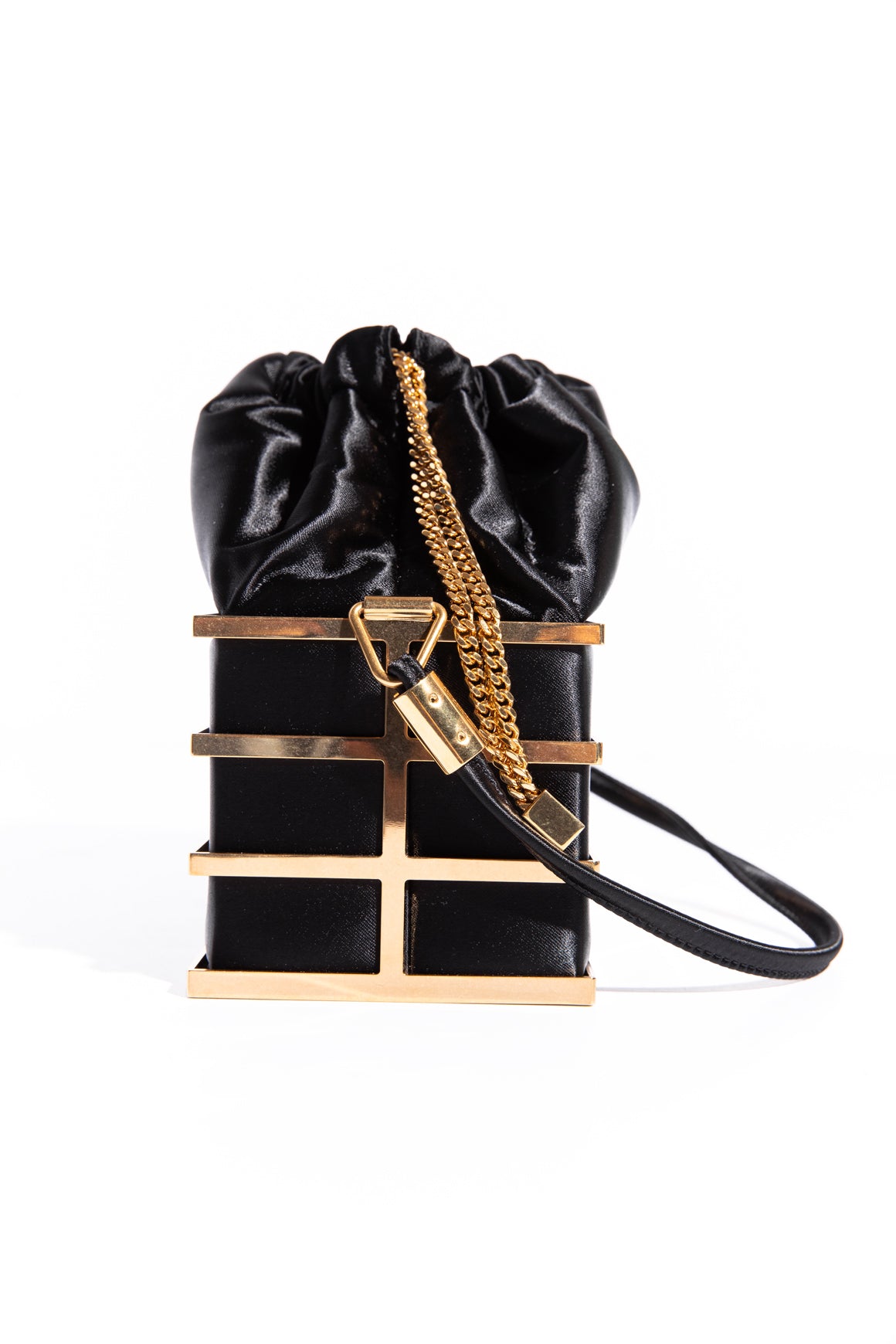 SAINT LAURENT Black Cage Minaudiere Bag