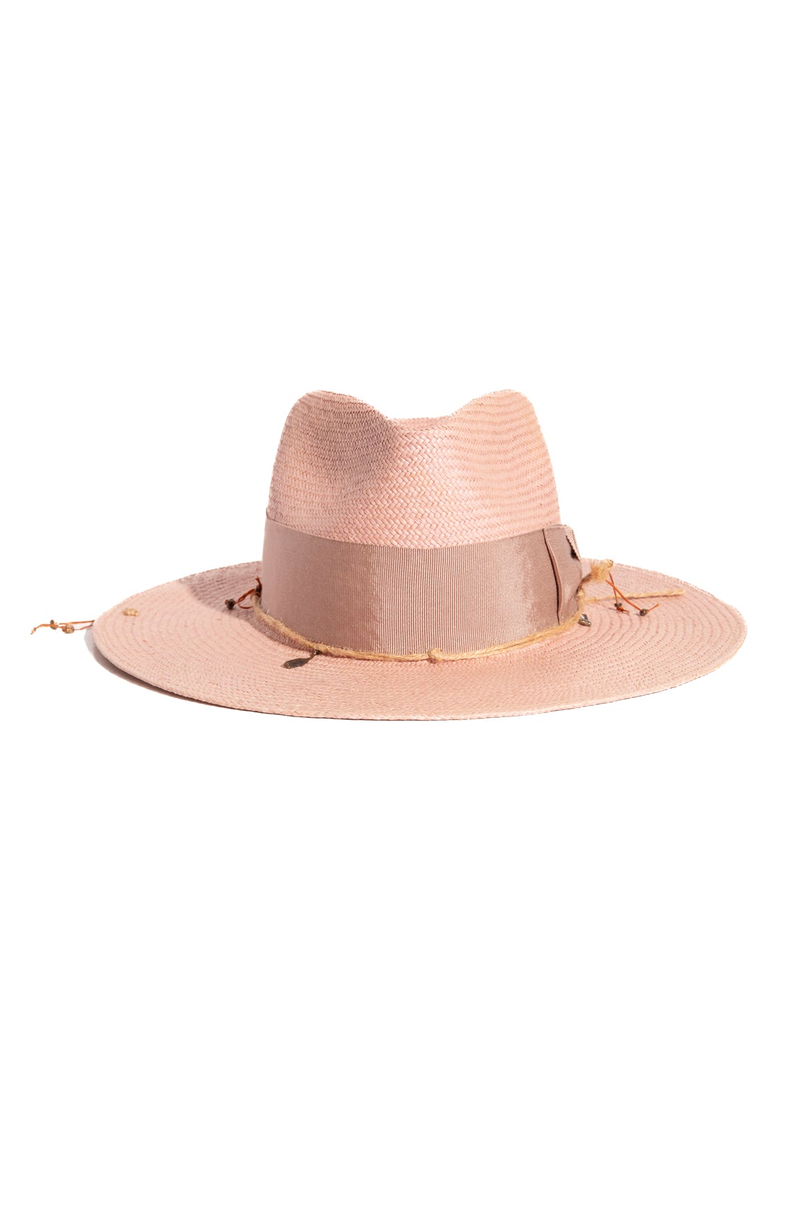NICK FOUQUET Pink Straw Wide Brim Hat