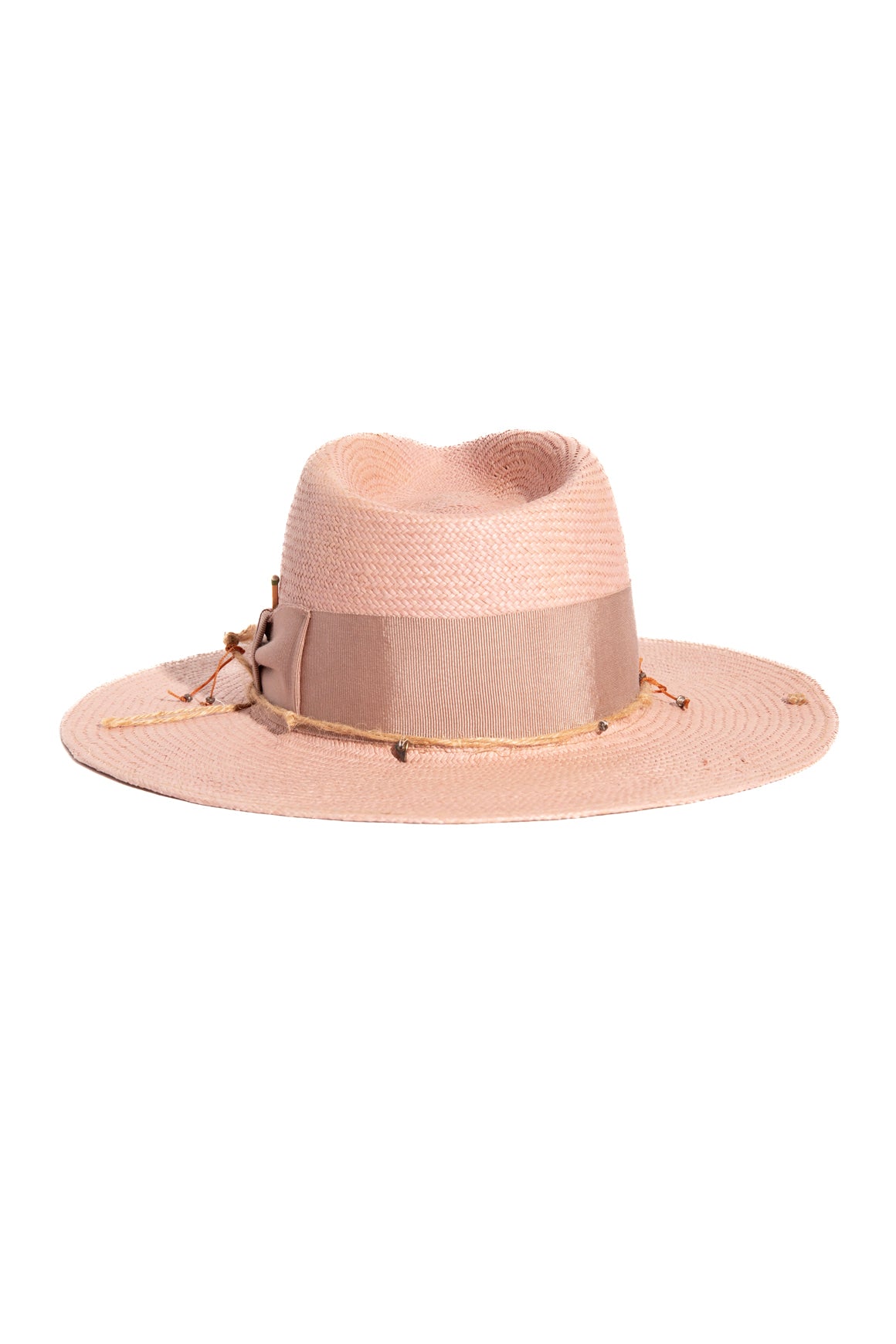 NICK FOUQUET Pink Straw Wide Brim Hat