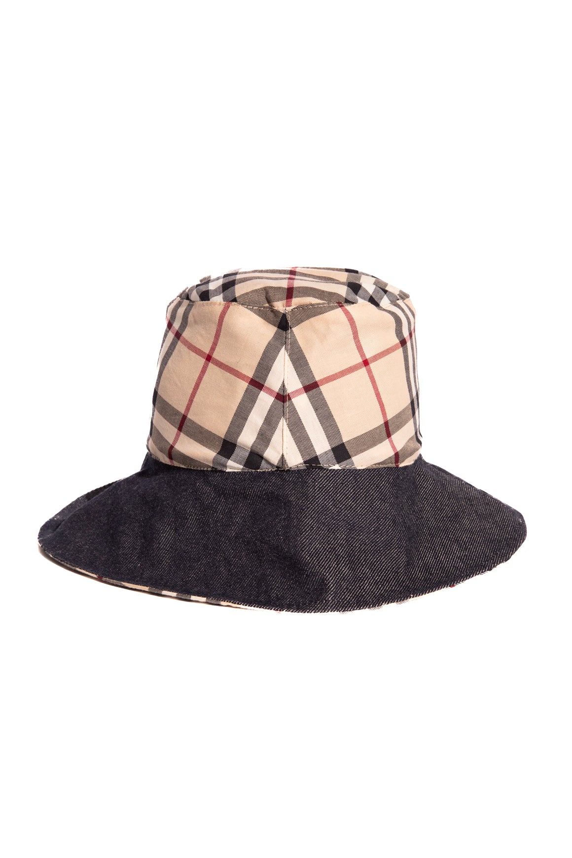 BURBERRY Denim & Check Reversible Bucket Hat