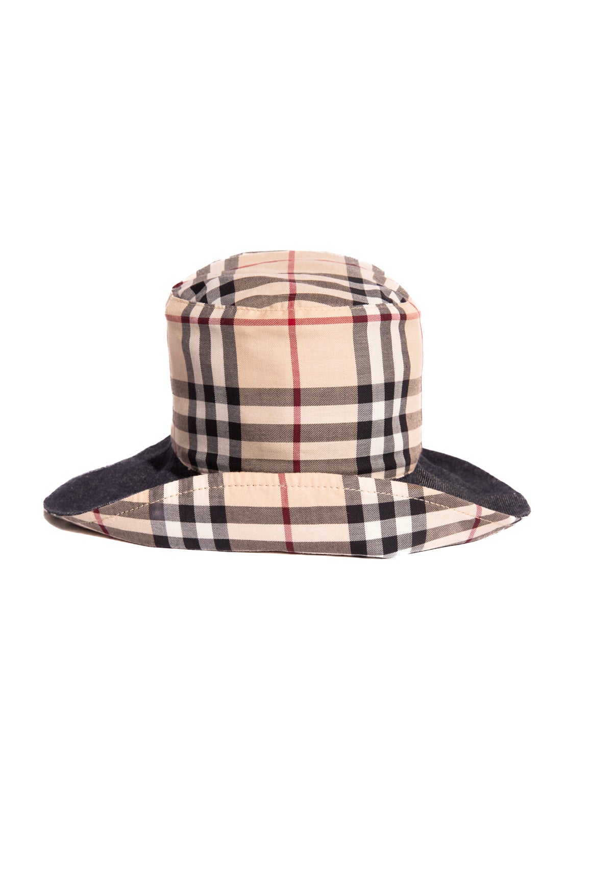 BURBERRY Denim & Check Reversible Bucket Hat
