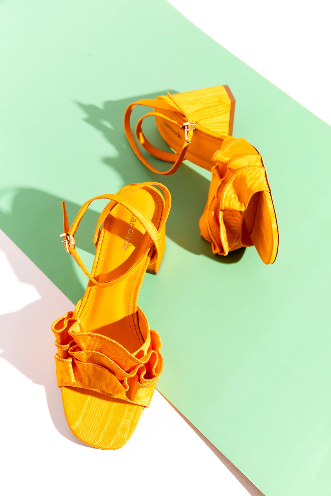 LARROUDE Orange Heeled Sandals (Sz. 8.5)