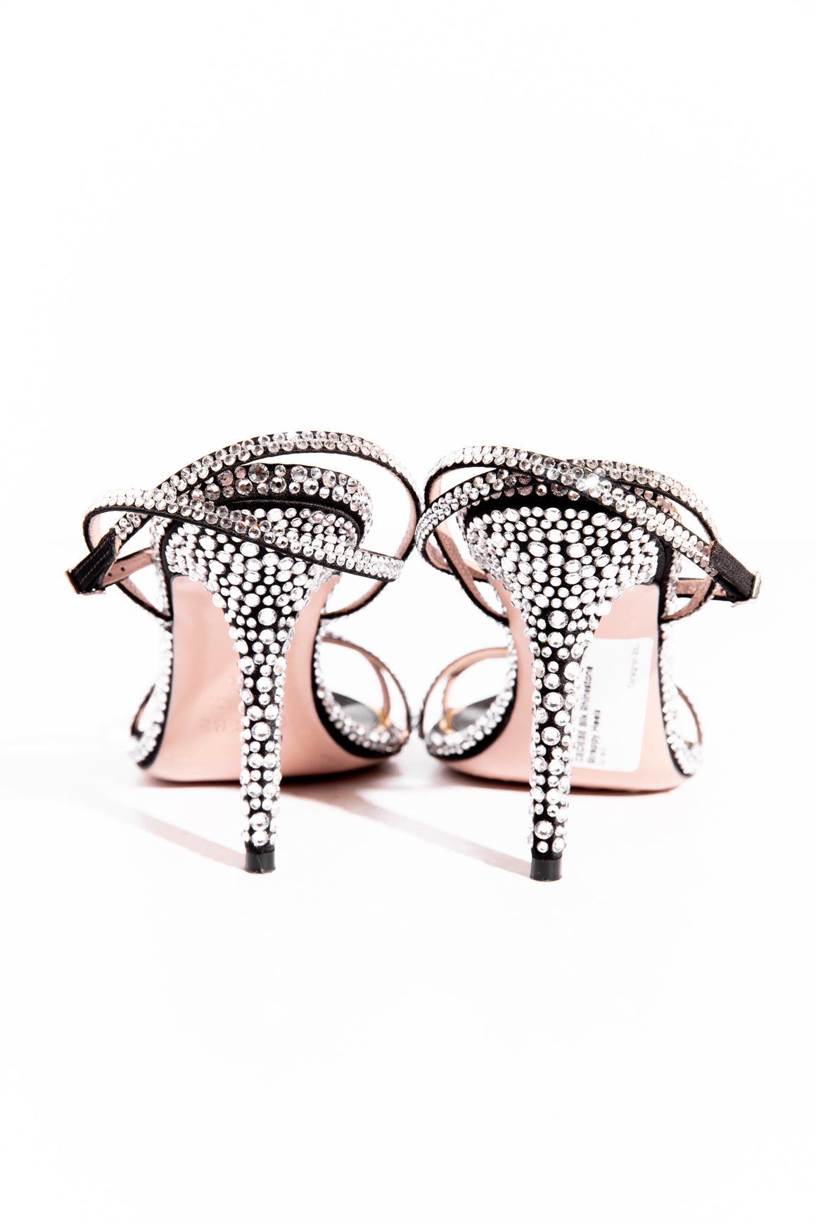 GEDEBE Black Rhinestone Strappy Heels (Sz. 38.5)