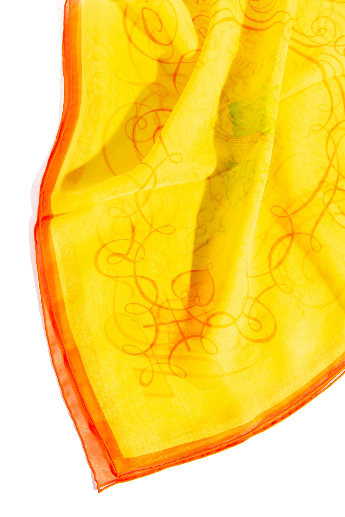 HERMES Yellow & Red Sheer Silk Square Scarf
