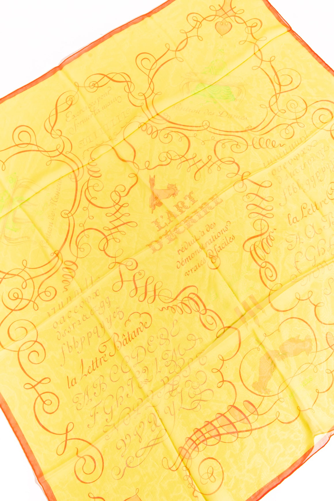 HERMES Yellow & Red Sheer Silk Square Scarf