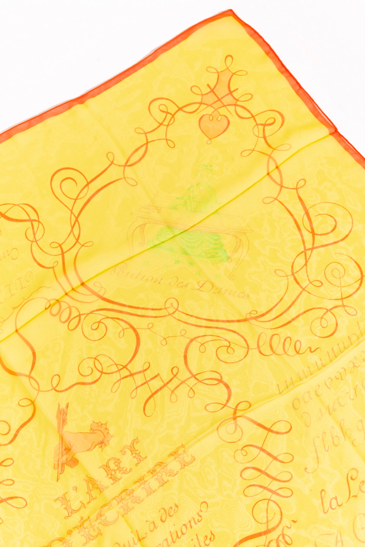 HERMES Yellow & Red Sheer Silk Square Scarf