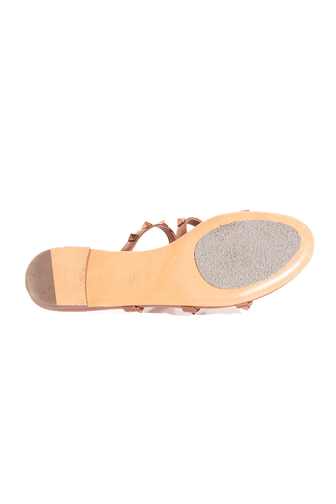 VALENTINO Brown Rockstud Cages Slide Sandals (Sz. 38)