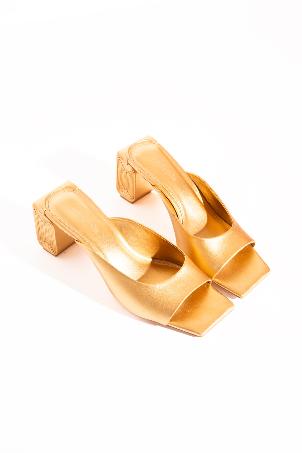 CULT GAIA Gold Leather Sculptural Mules (Sz. 37)