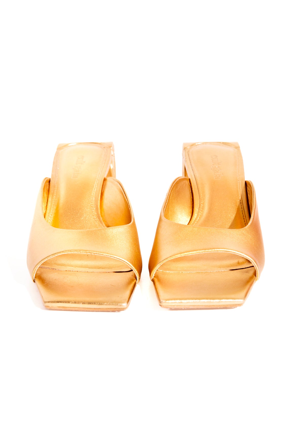 CULT GAIA Gold Leather Sculptural Mules (Sz. 37)