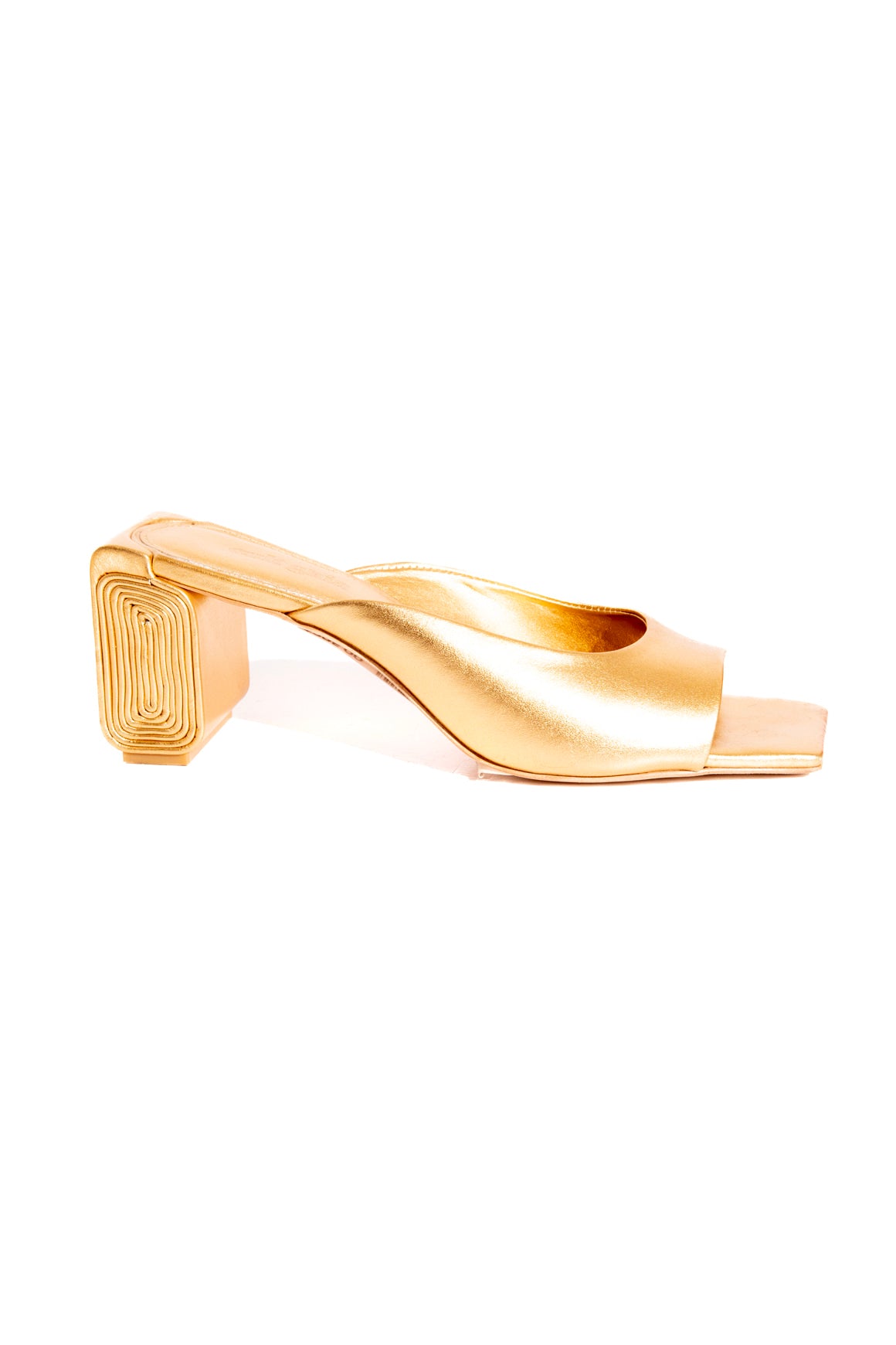 CULT GAIA Gold Leather Sculptural Mules (Sz. 37)