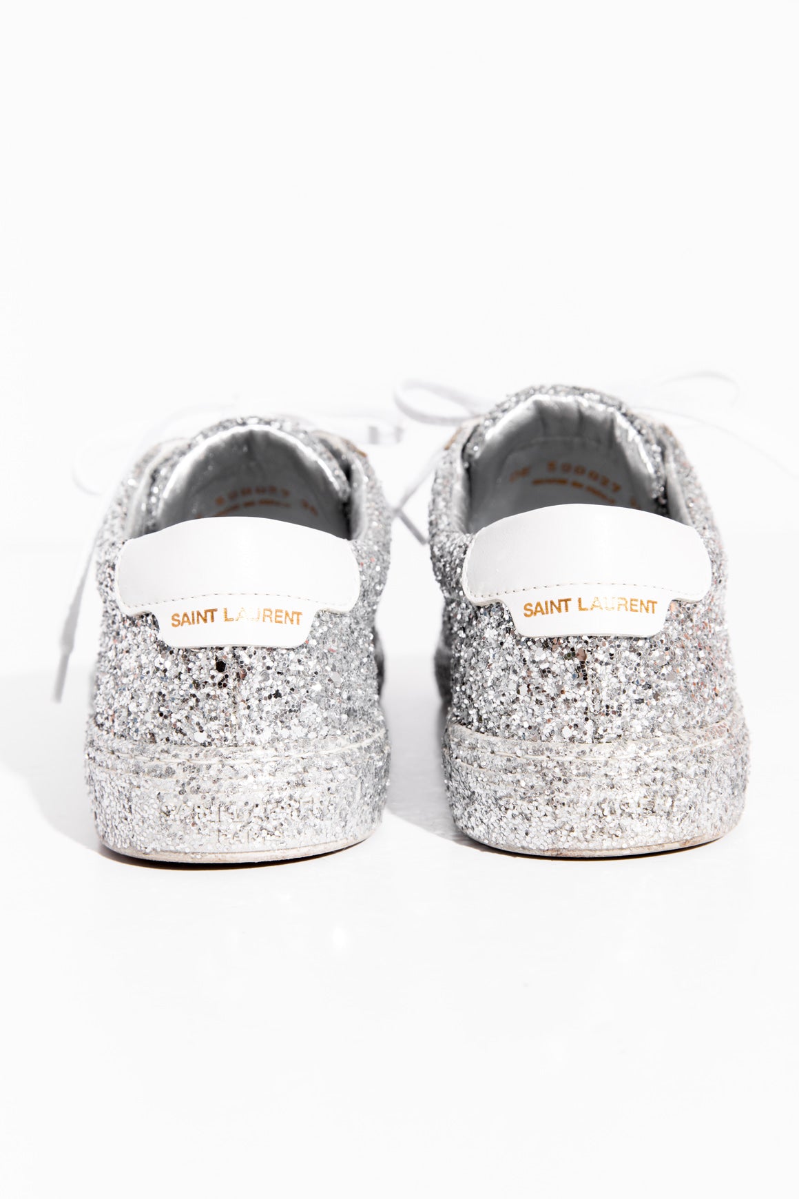 SAINT LAURENT Silver Full Glitter Low Top Sneakers (Sz.36)
