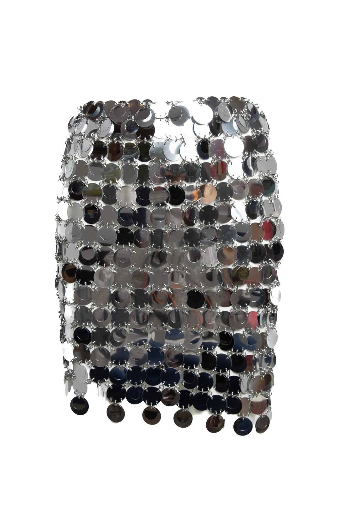 PACO RABANNE Silver Sequin Chainmail Mini Skirt (Sz. S/M)