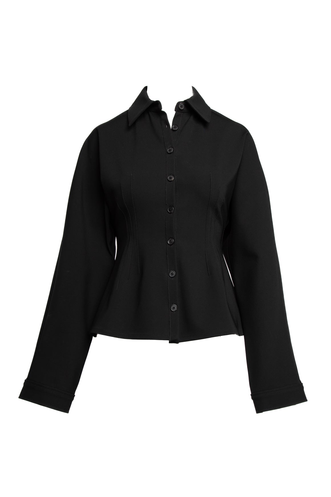 KALLMEYER Black Wide Sleeve Fitted Button Blouse (Sz.6)