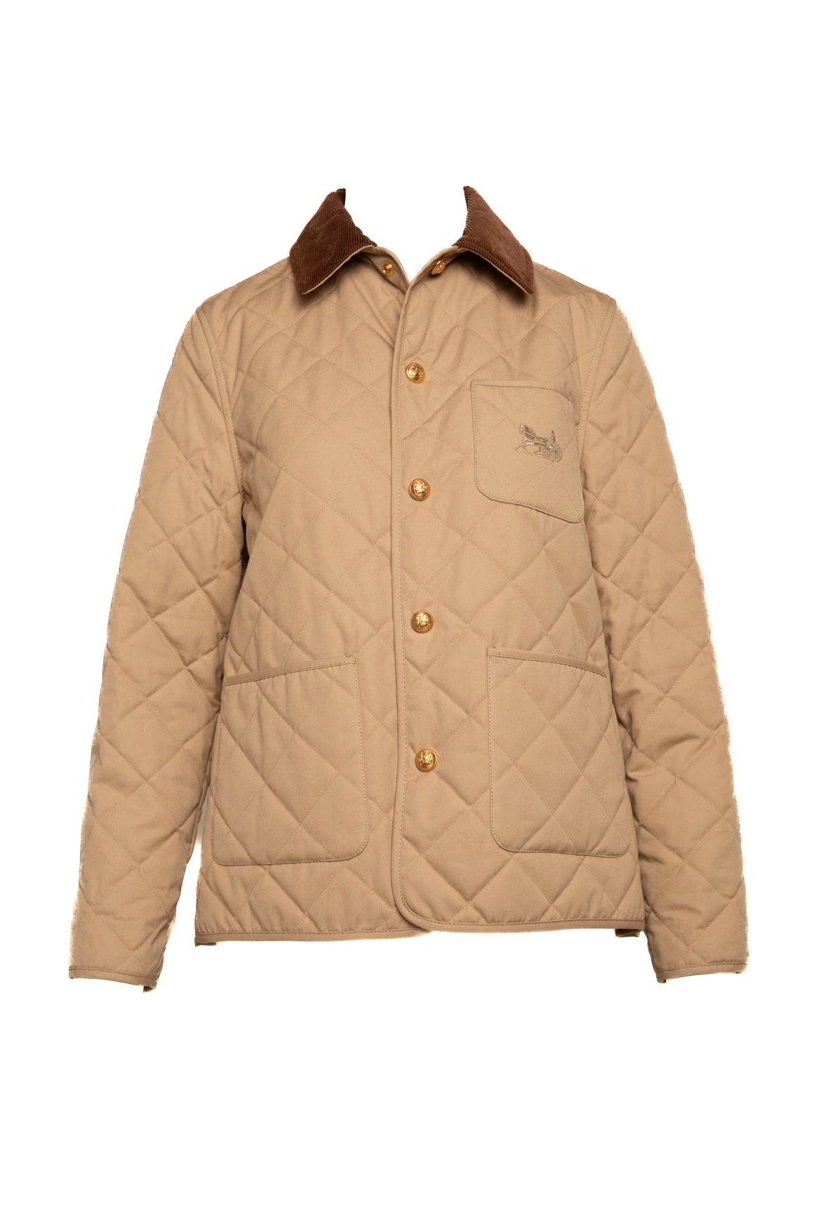 CELINE Beige Quilted Corduroy Collar Jacket (Sz.36/0)