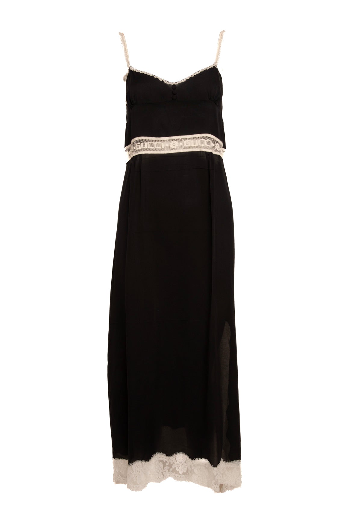 GUCCI Silk Lace Trim Maxi Dress (Sz.40/4)