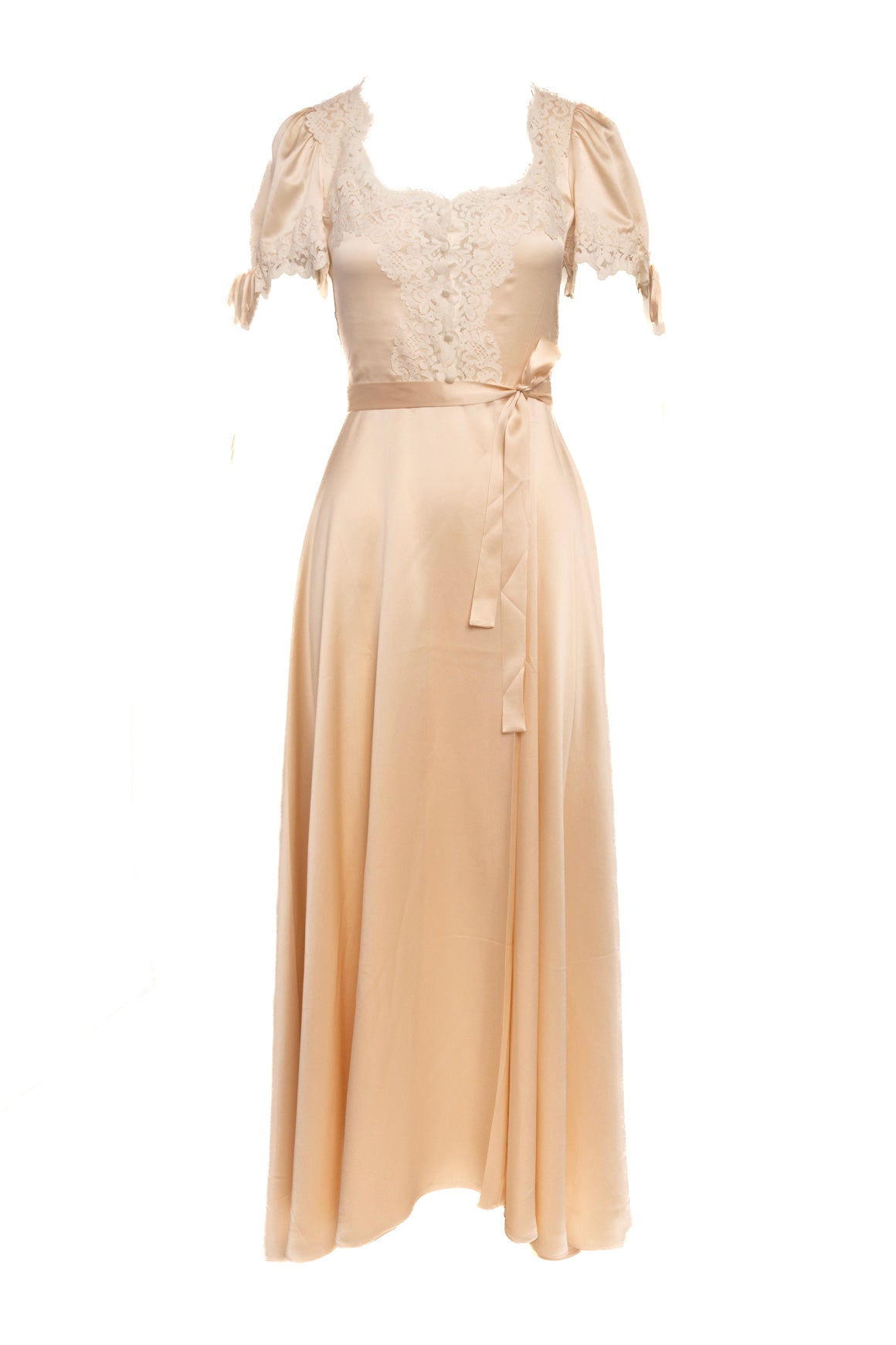 MIRROR PALAIS Ivory Silk Wrap Skirt Maxi Dress (Sz. S)