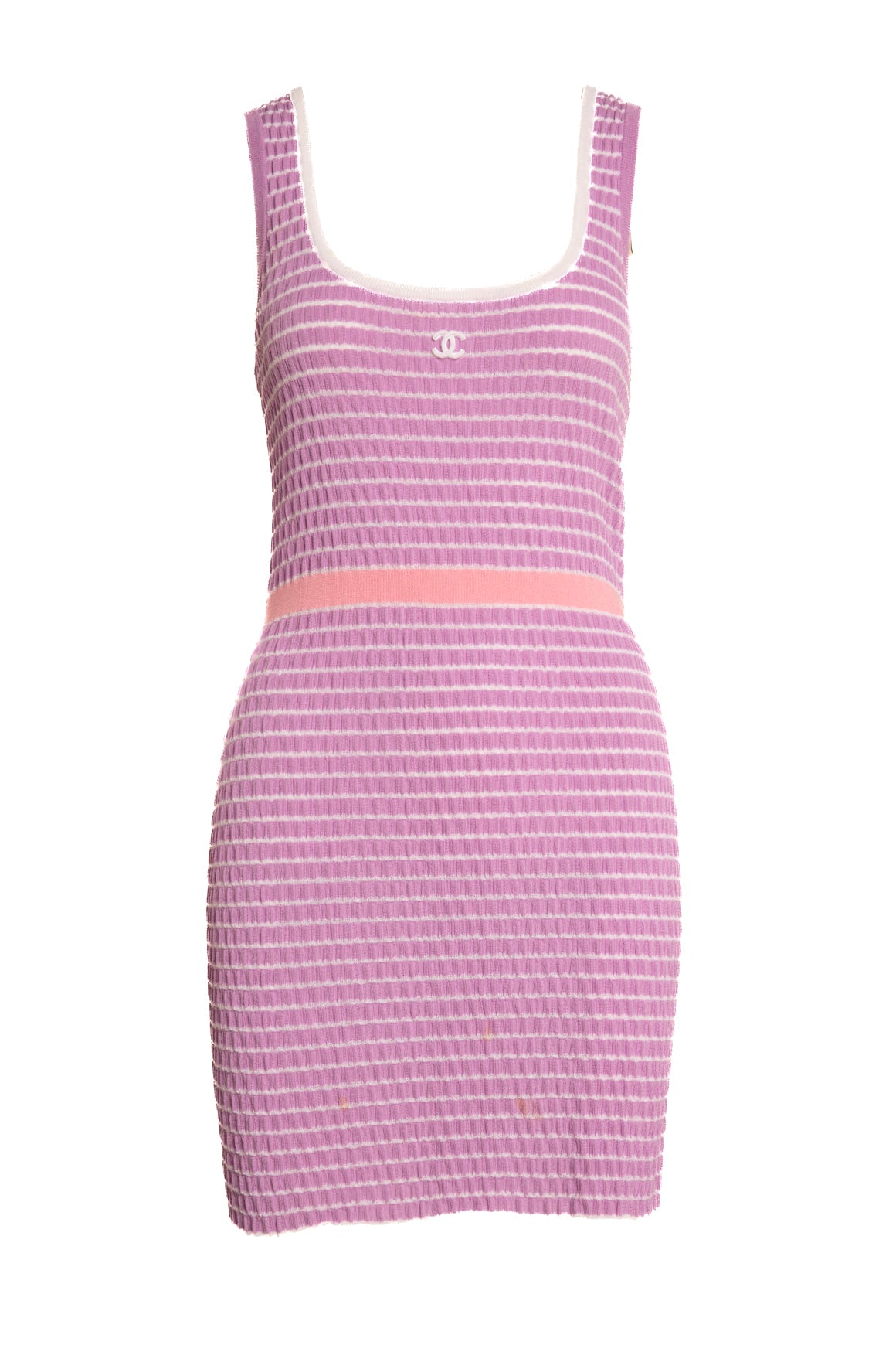 CHANEL Purple & White Scoop Neck Mini Dress (Sz.38/2)
