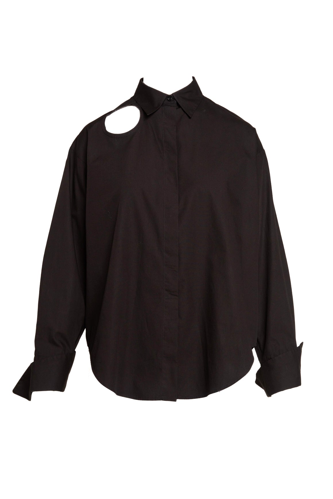 MANTU Black Circle Cut Out Button Up (Sz. XS)
