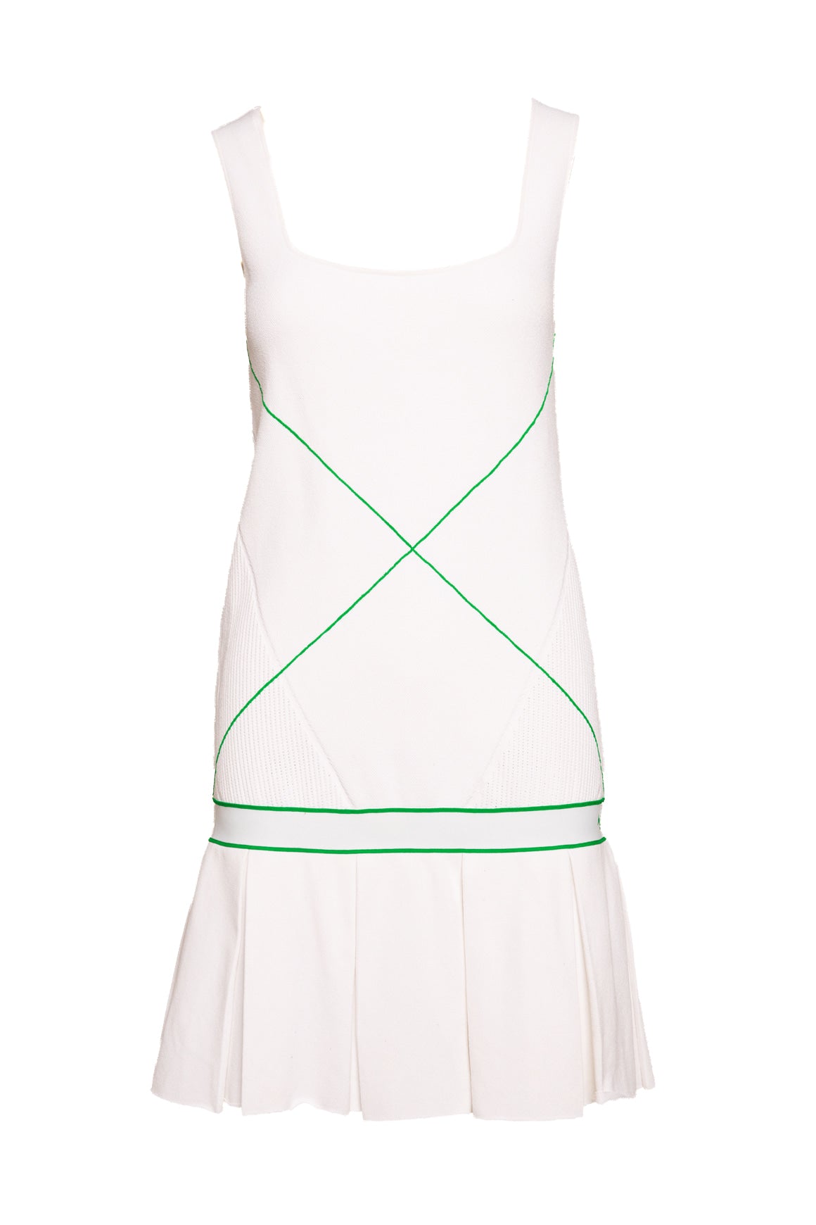 BOTTEGA VENETA White & Green Tennis Dress (Sz. S)