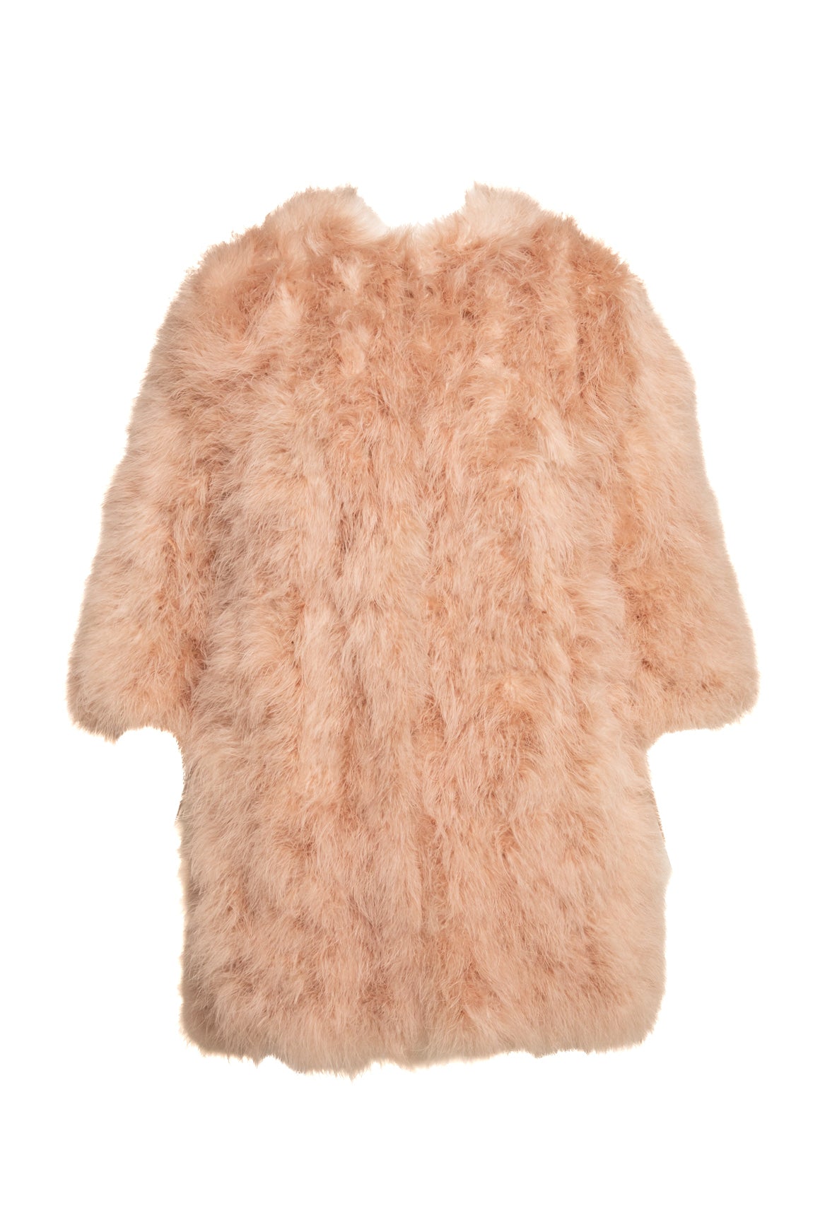 YVES SALOMON Pink Turkey Feather Longline Jacket (Sz. 38/2)