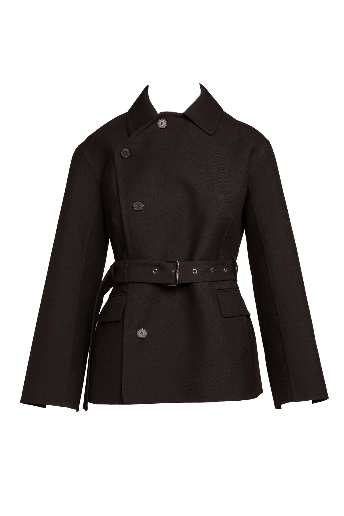 CHRISTIAN DIOR Black Wool Belted Jacket (Sz. 6)