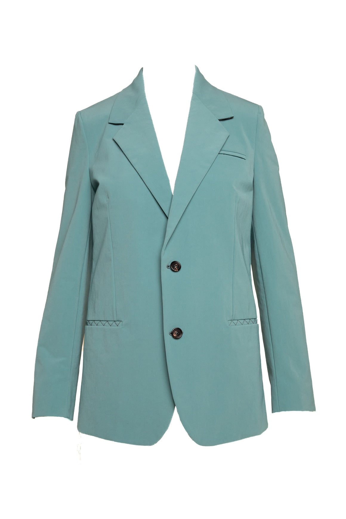BOTTEGA VENETA Teal Nylon Canvas Blazer (Sz. 34/0)