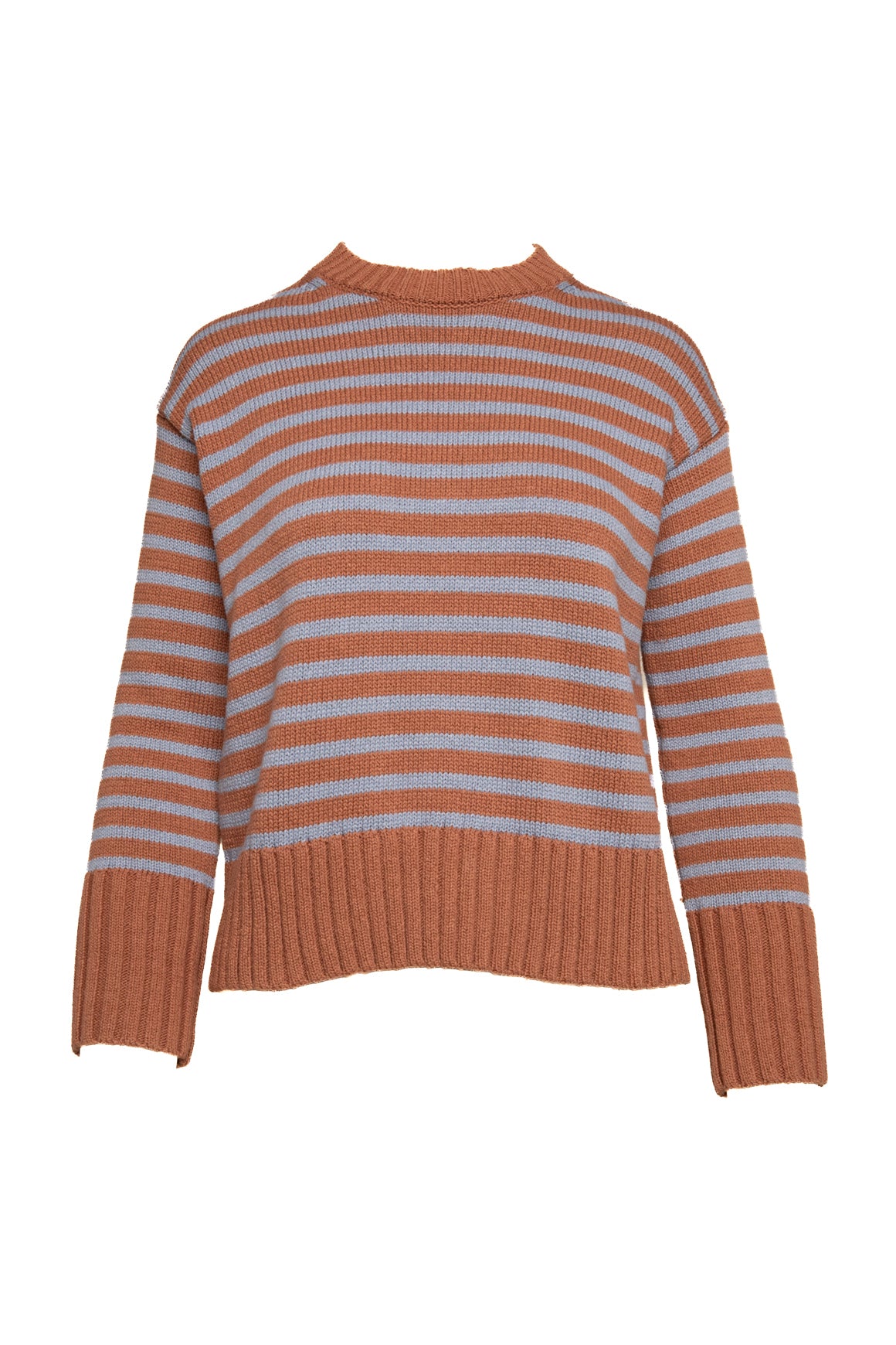 WHITE + WARREN Brown & Blue Striped Sweater (Sz. XS)
