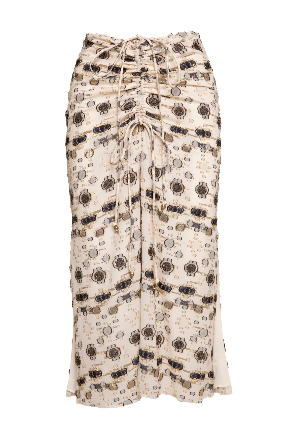 ALTUZARRA Metallic Embroidered Silk Midi Skirt (Sz. XS)