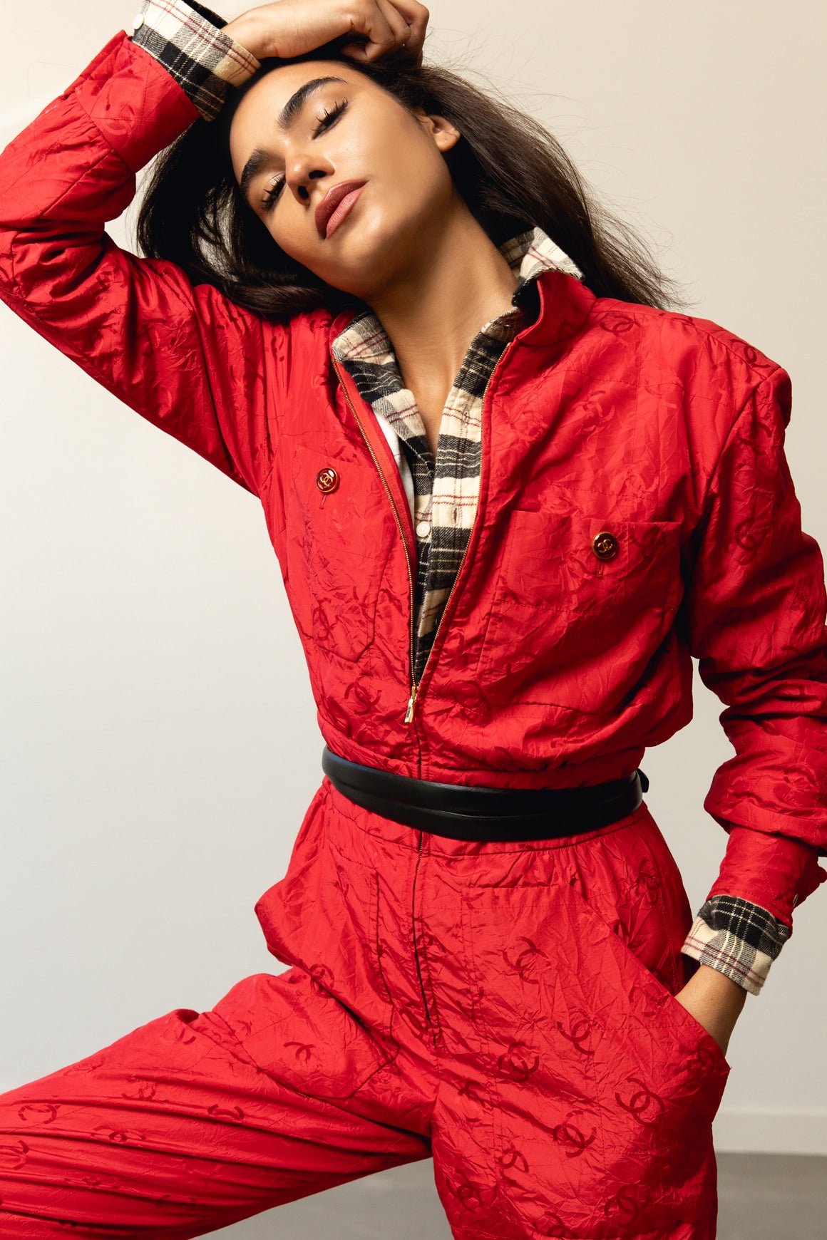 CHANEL 2023 Red CC Silk Ski Jumpsuit (Sz. 4)