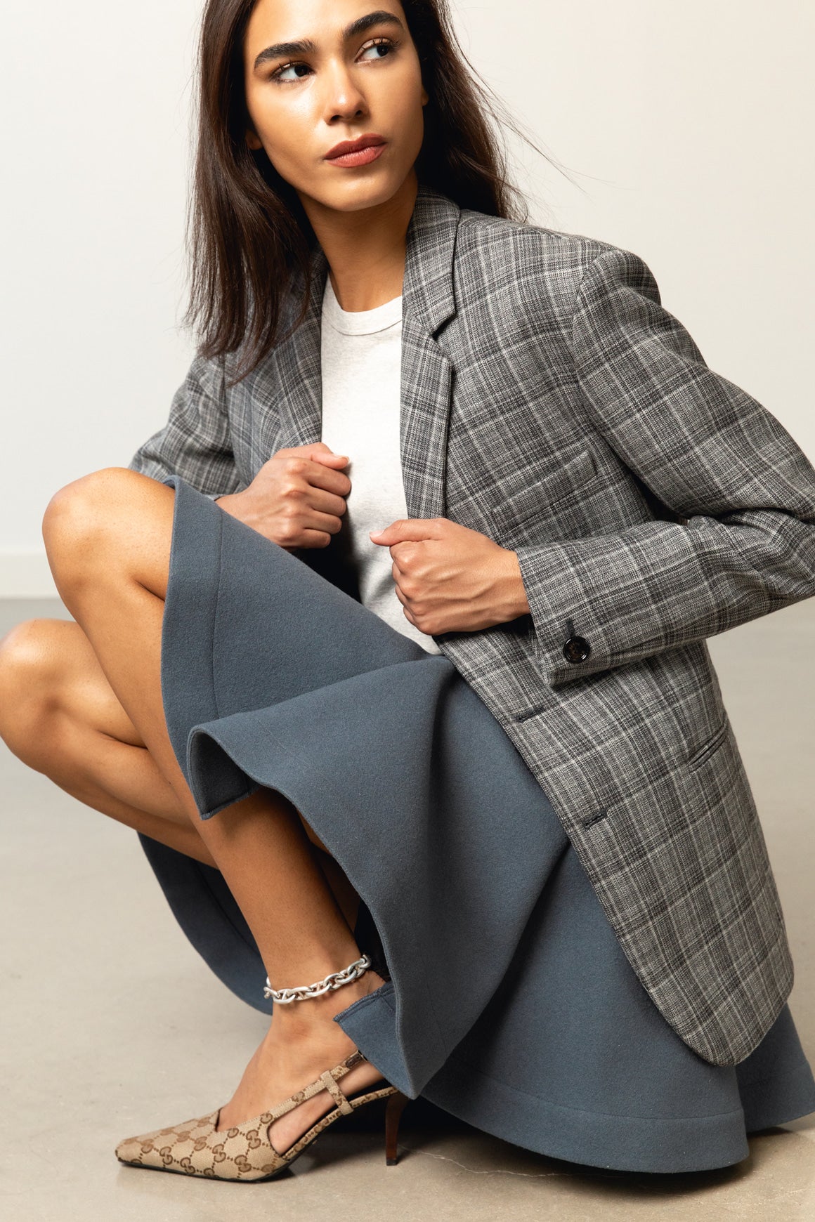 ALAIA Grey Wool Mini Skirt (Sz. 42/6)